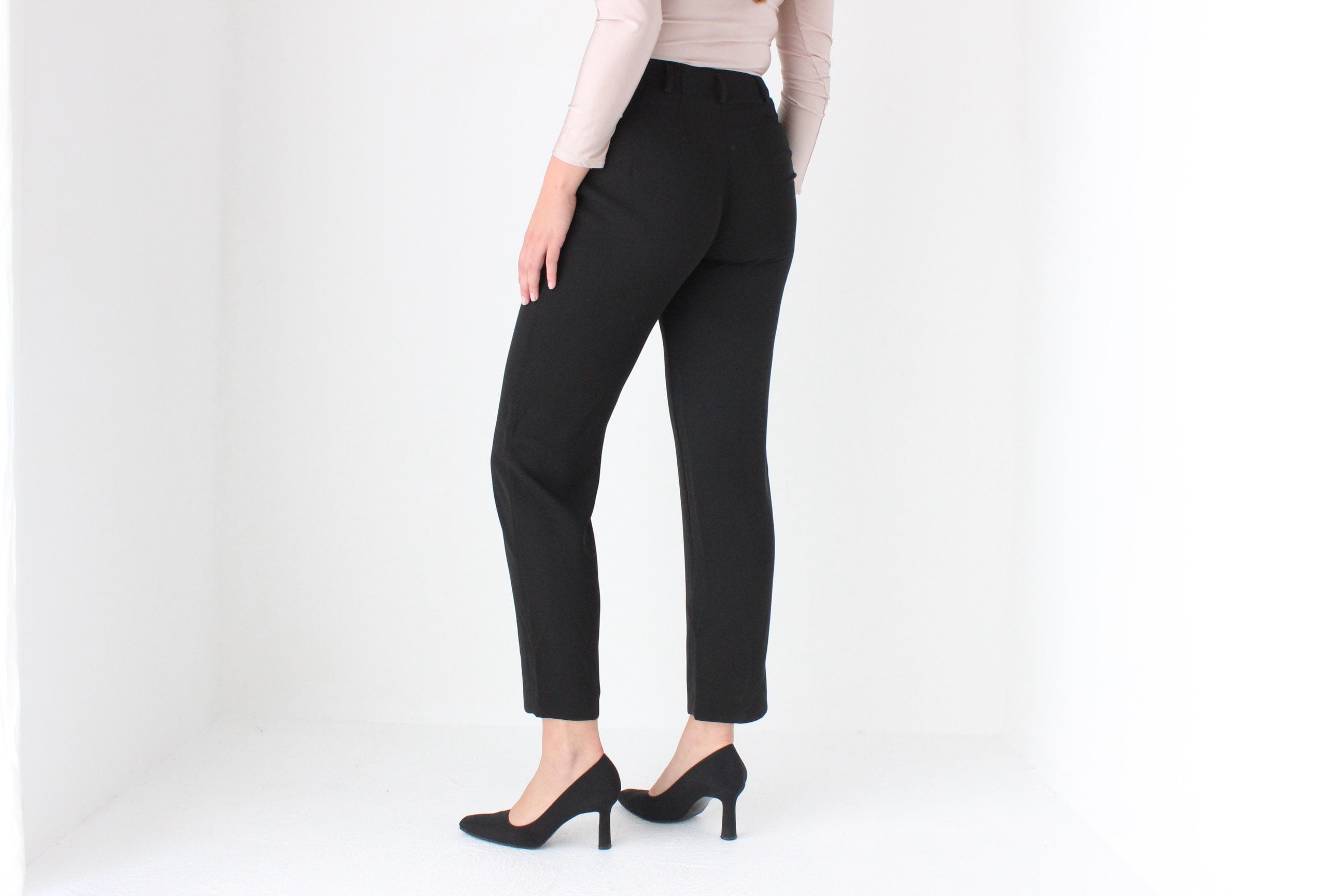 Vintage 90s Black Crepe Trousers by Equipment