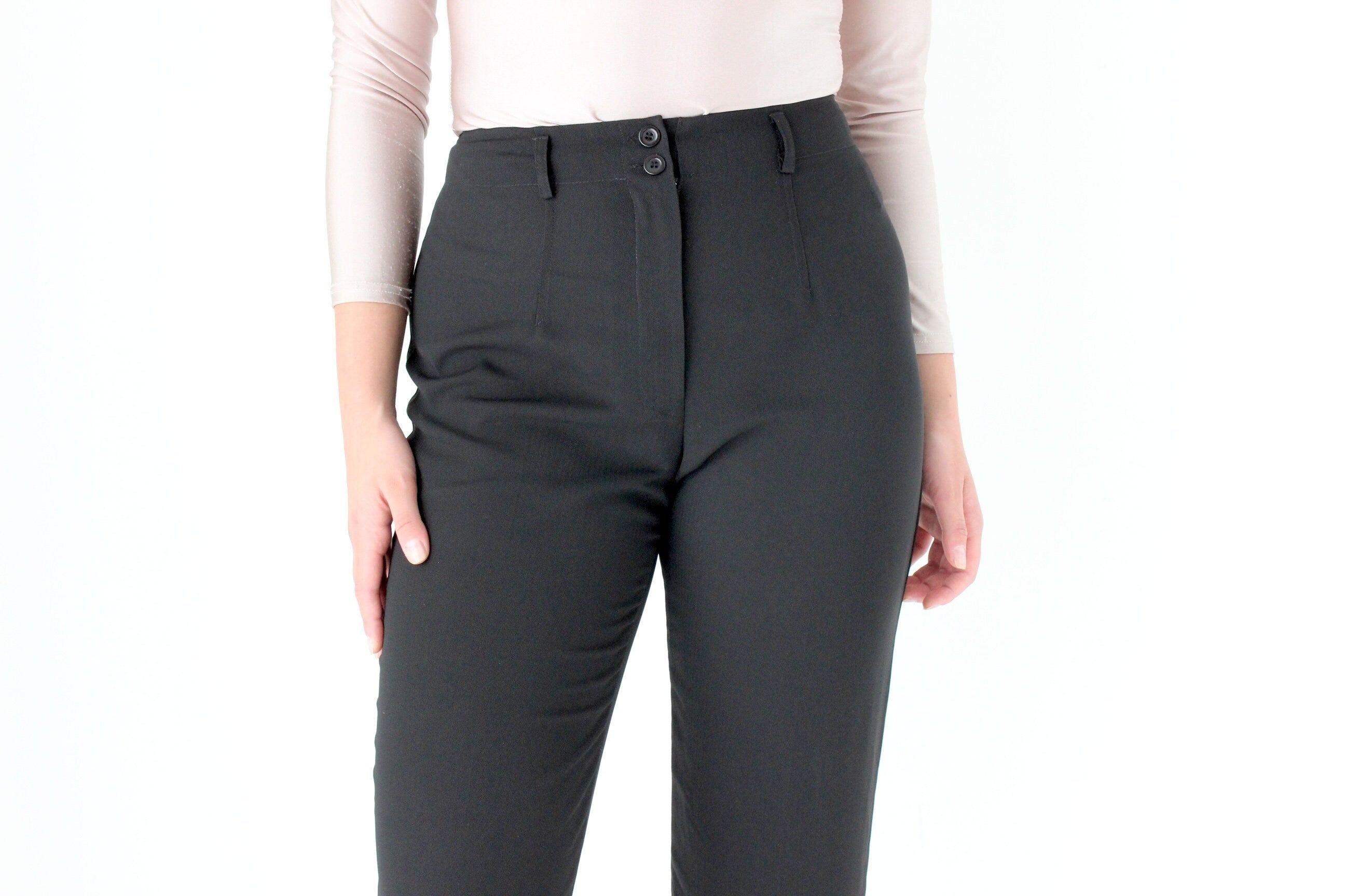 Vintage 90s Black Crepe Trousers by Equipment