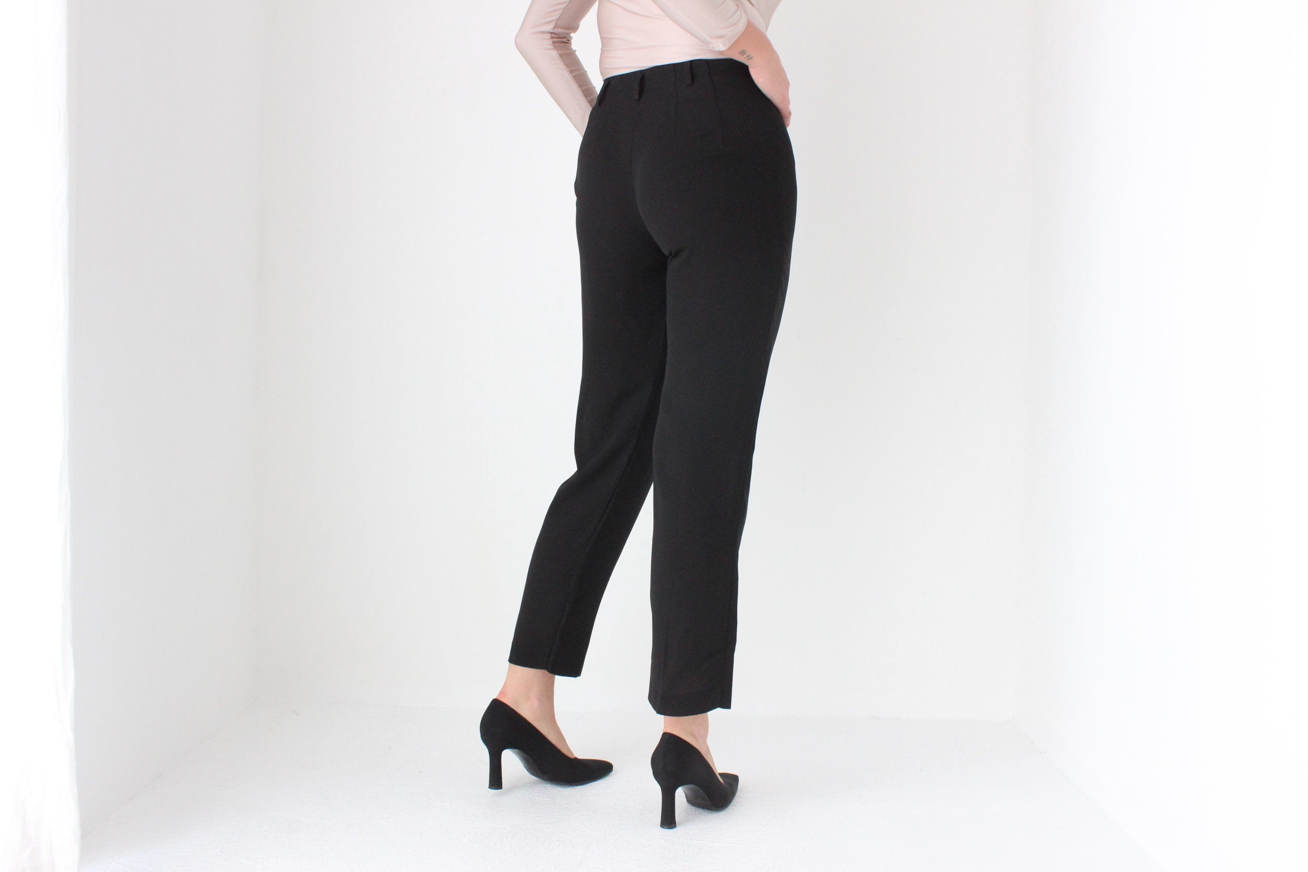 Vintage 90s Black Crepe Trousers by Equipment