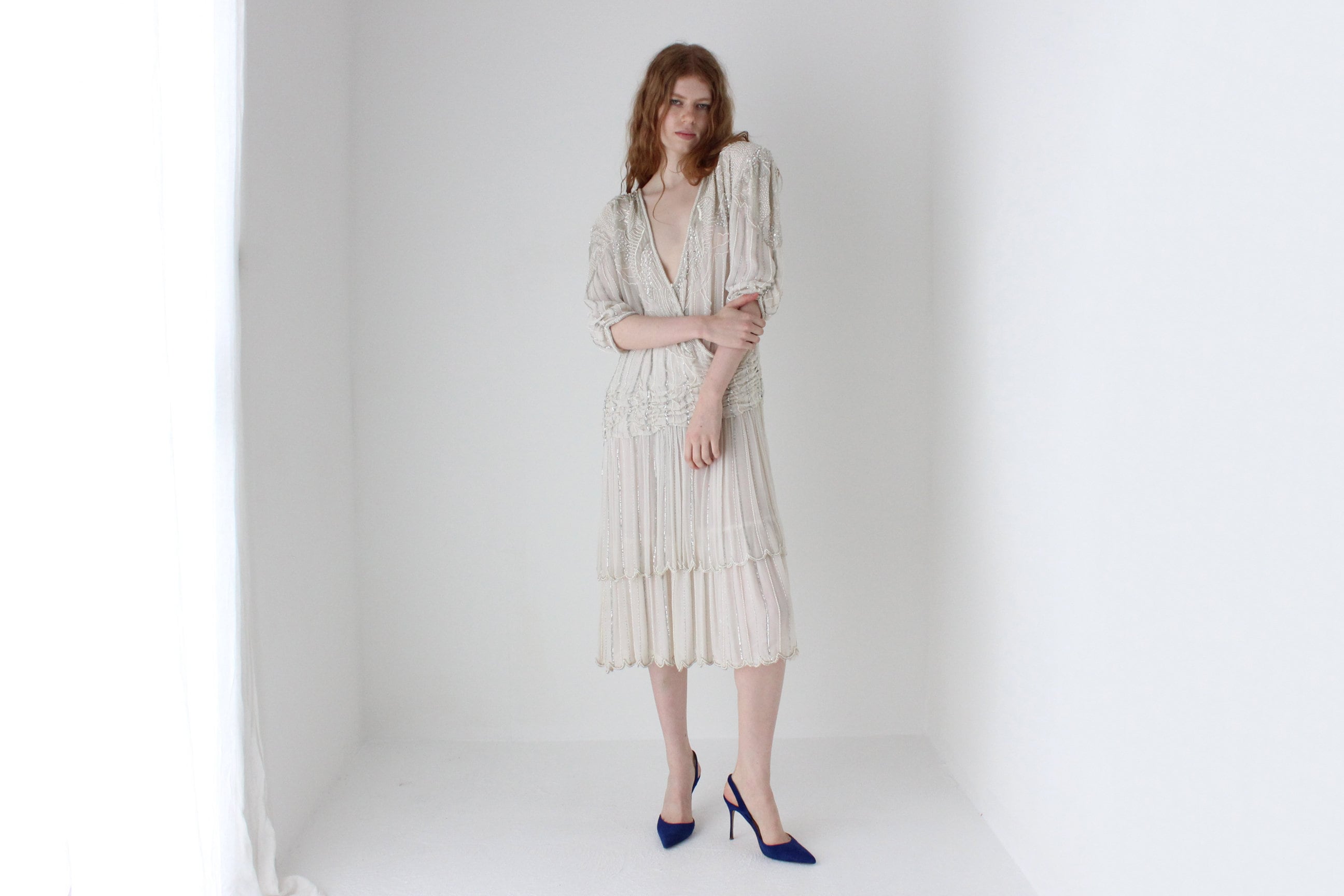 1980s 'Judith Ann Creations' Pure Silk Sequin & Beaded Dress