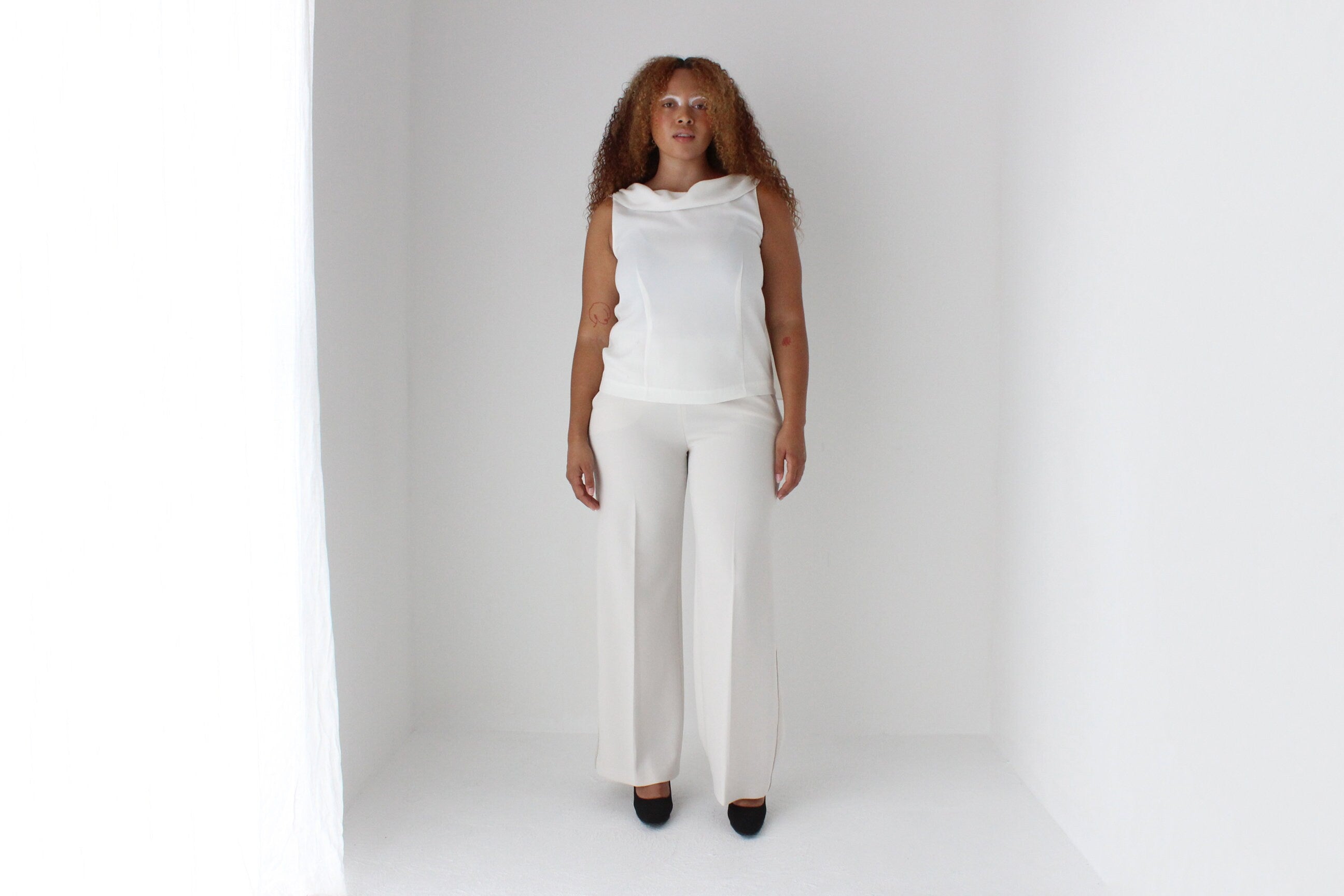 2000s Moschino Ivory Draped Neck Bridal Top