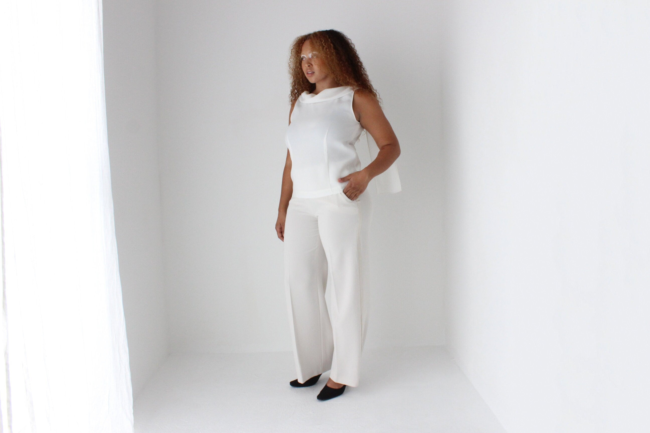 2000s Moschino Ivory Draped Neck Bridal Top