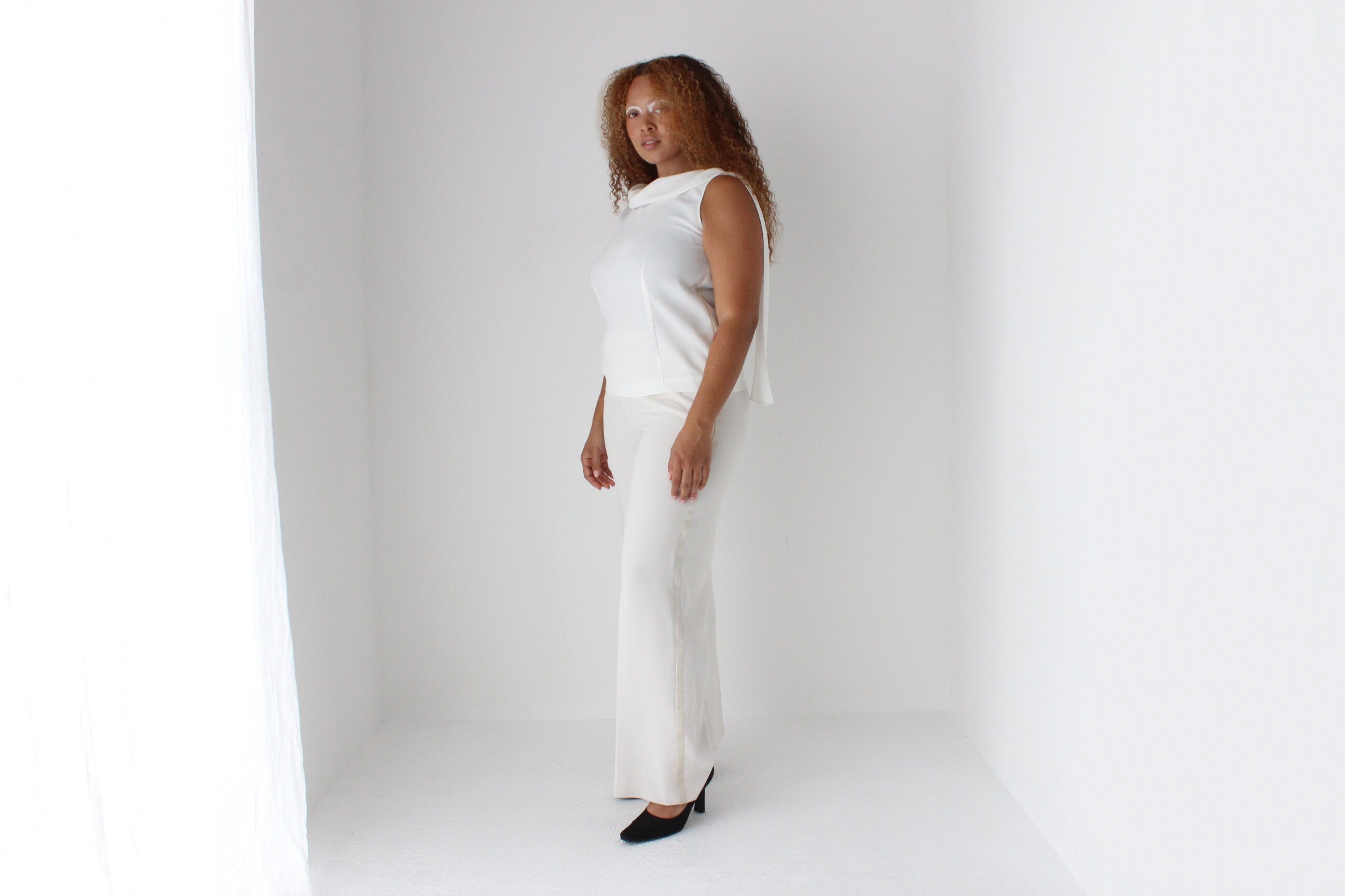2000s Moschino Ivory Draped Neck Bridal Top