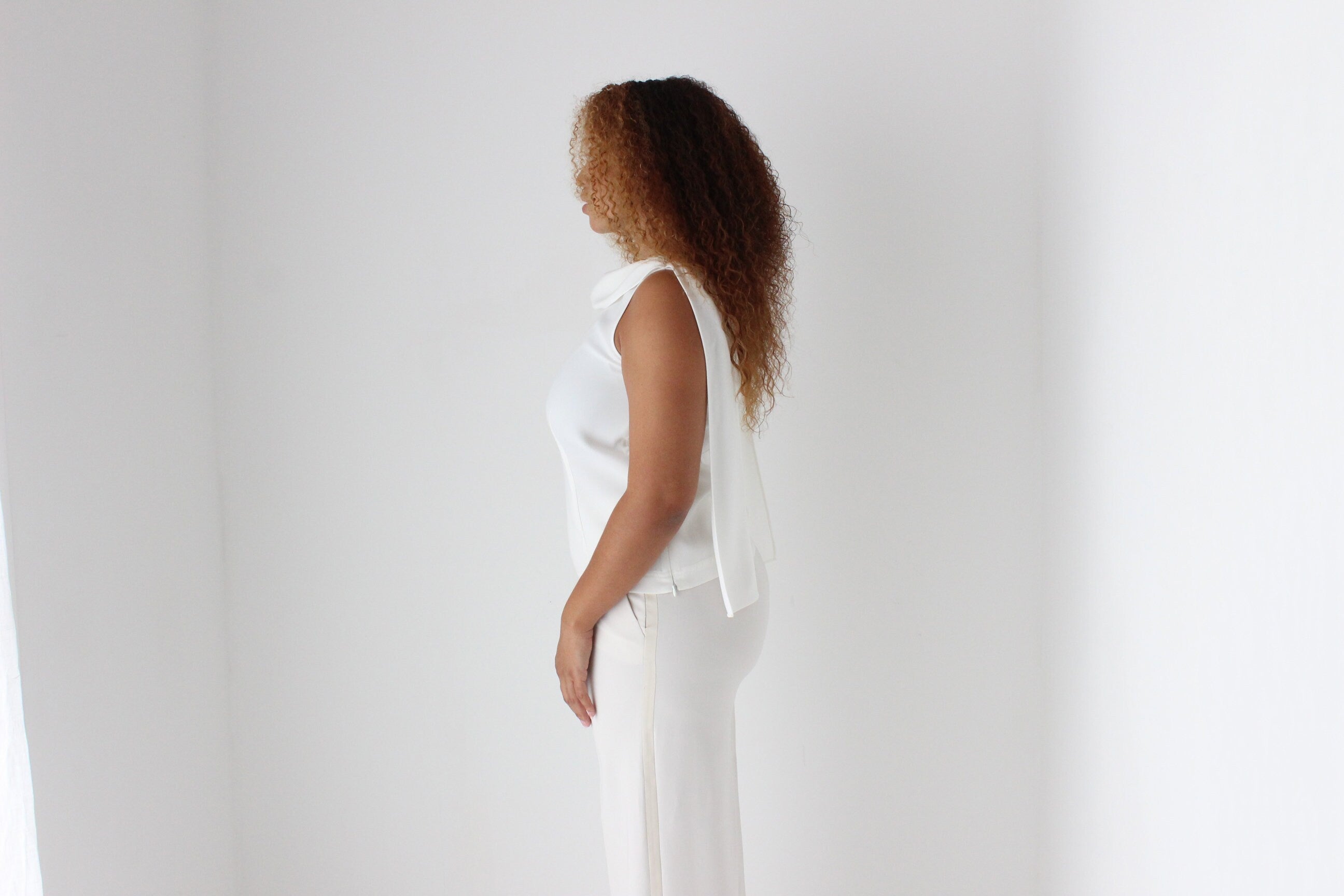 2000s Moschino Ivory Draped Neck Bridal Top