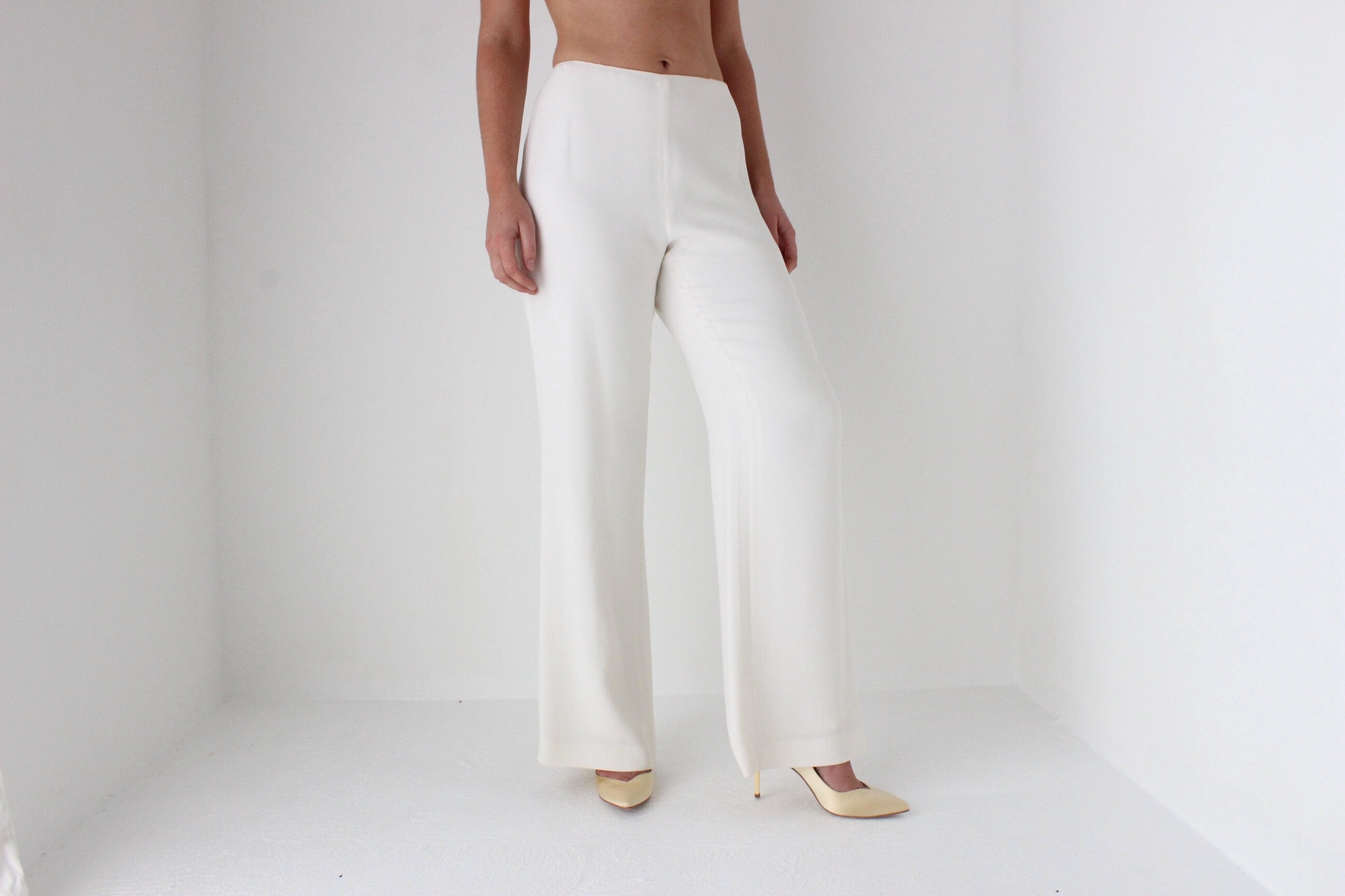 Ralph Lauren Ivory Silk Wide Leg Bridal Pants