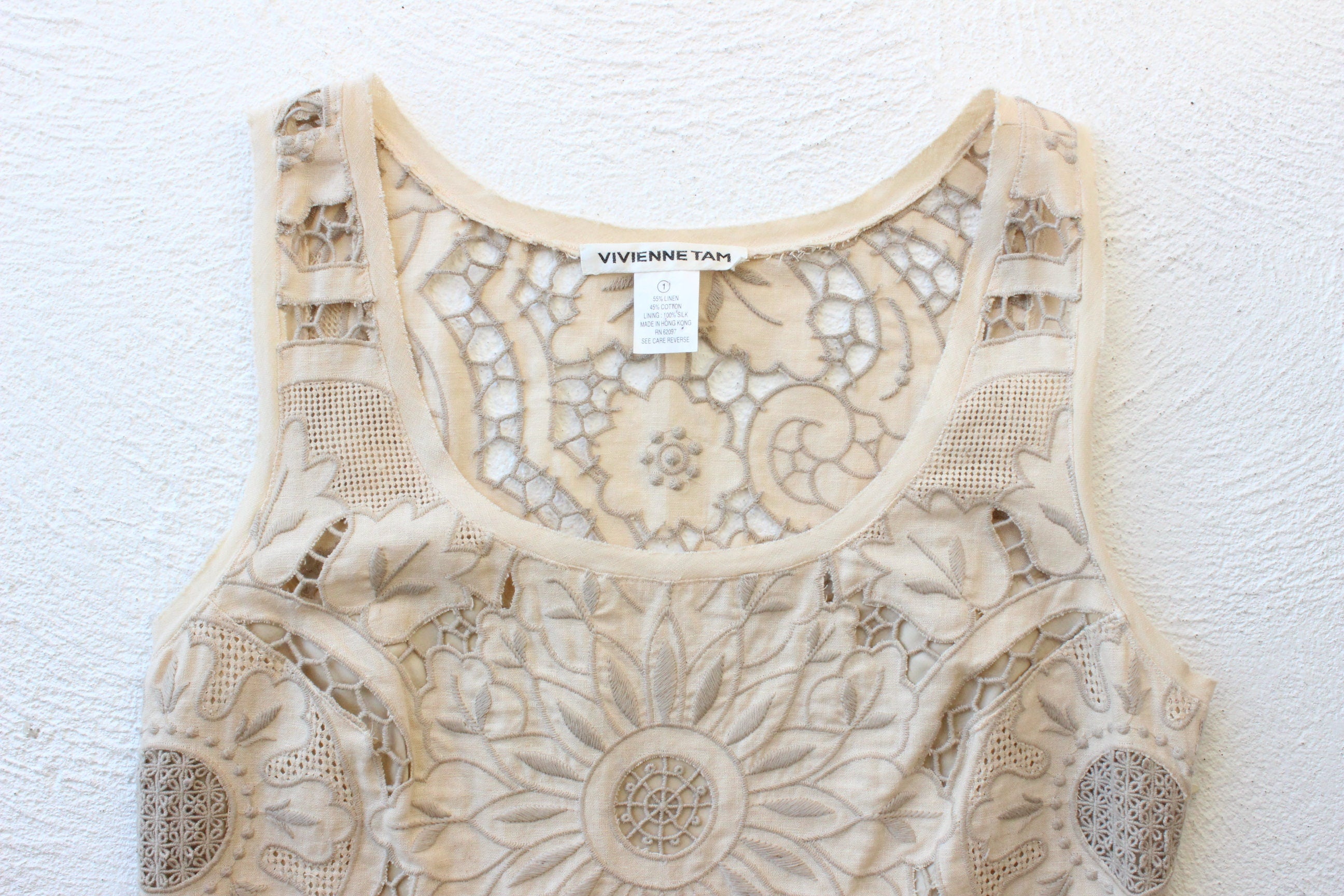 1990s Vivienne Tam Cotton Lace Cutwork Mini
