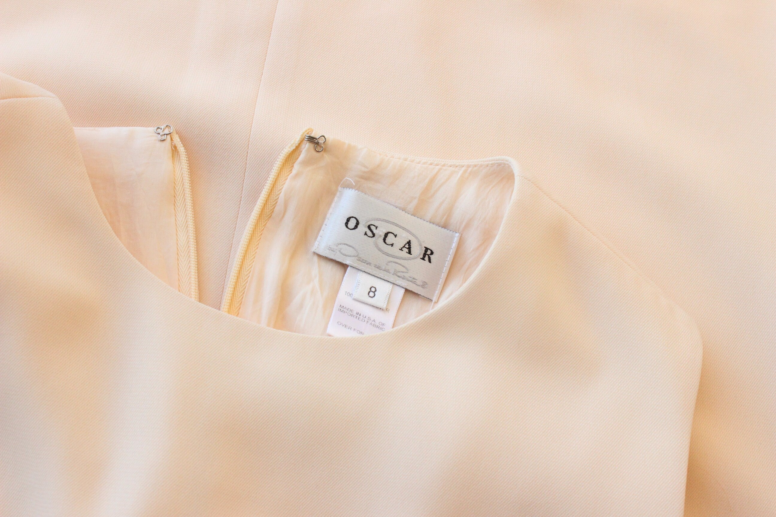 90s Oscar De La Renta Minimal Cream Crepe Shift