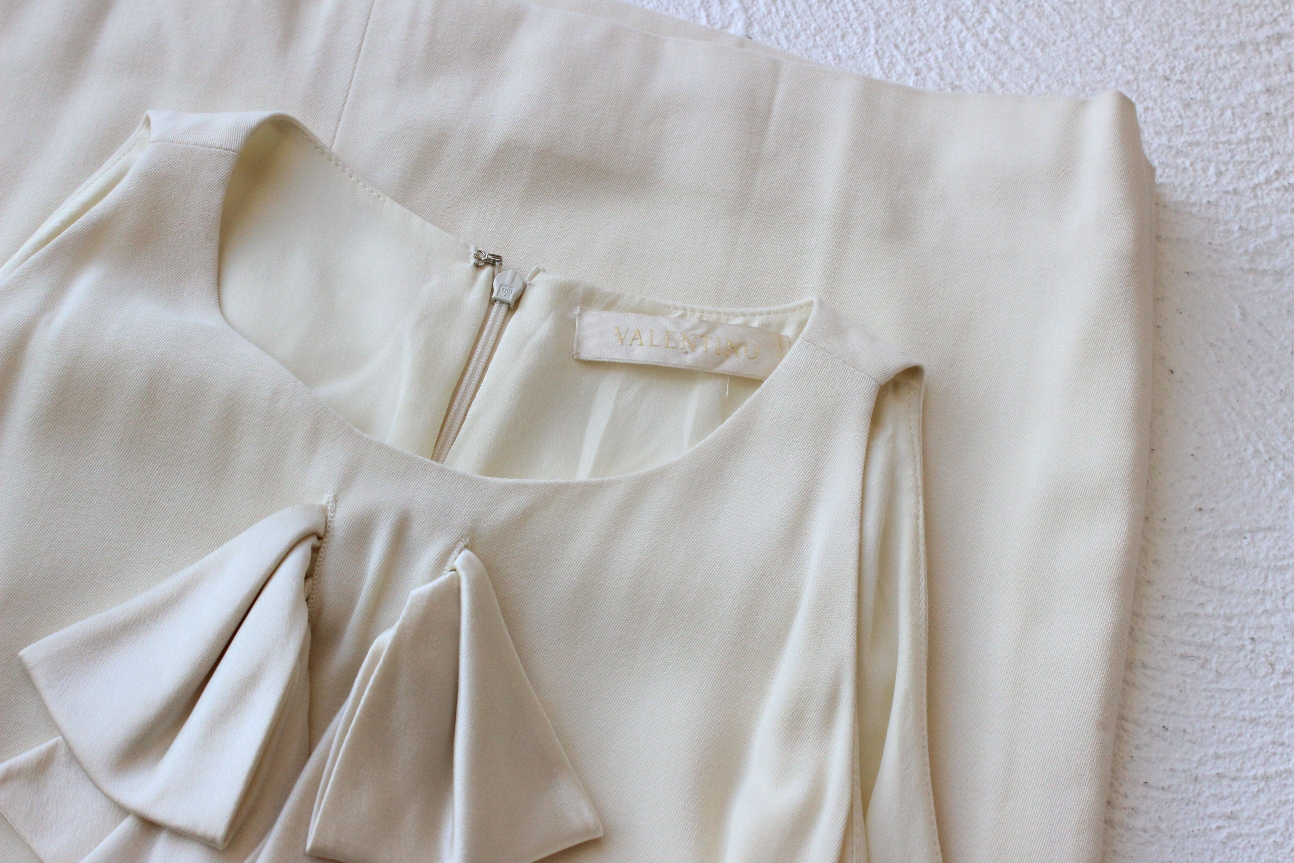 1990s VALENTINO Sleeveless Wool Dress w/ Silk Bow
