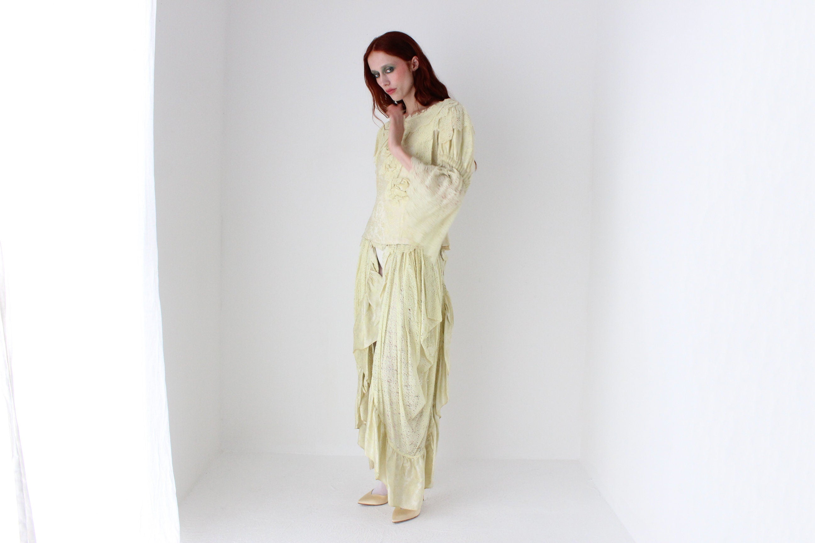 Bespoke Handmade Jacquard Lace Harlequin Collar Top & 'Pants' Set