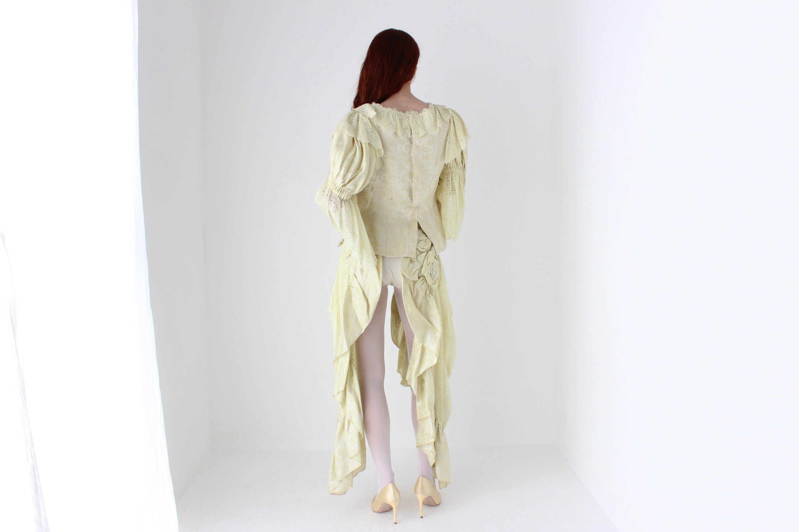 Bespoke Handmade Jacquard Lace Harlequin Collar Top & 'Pants' Set