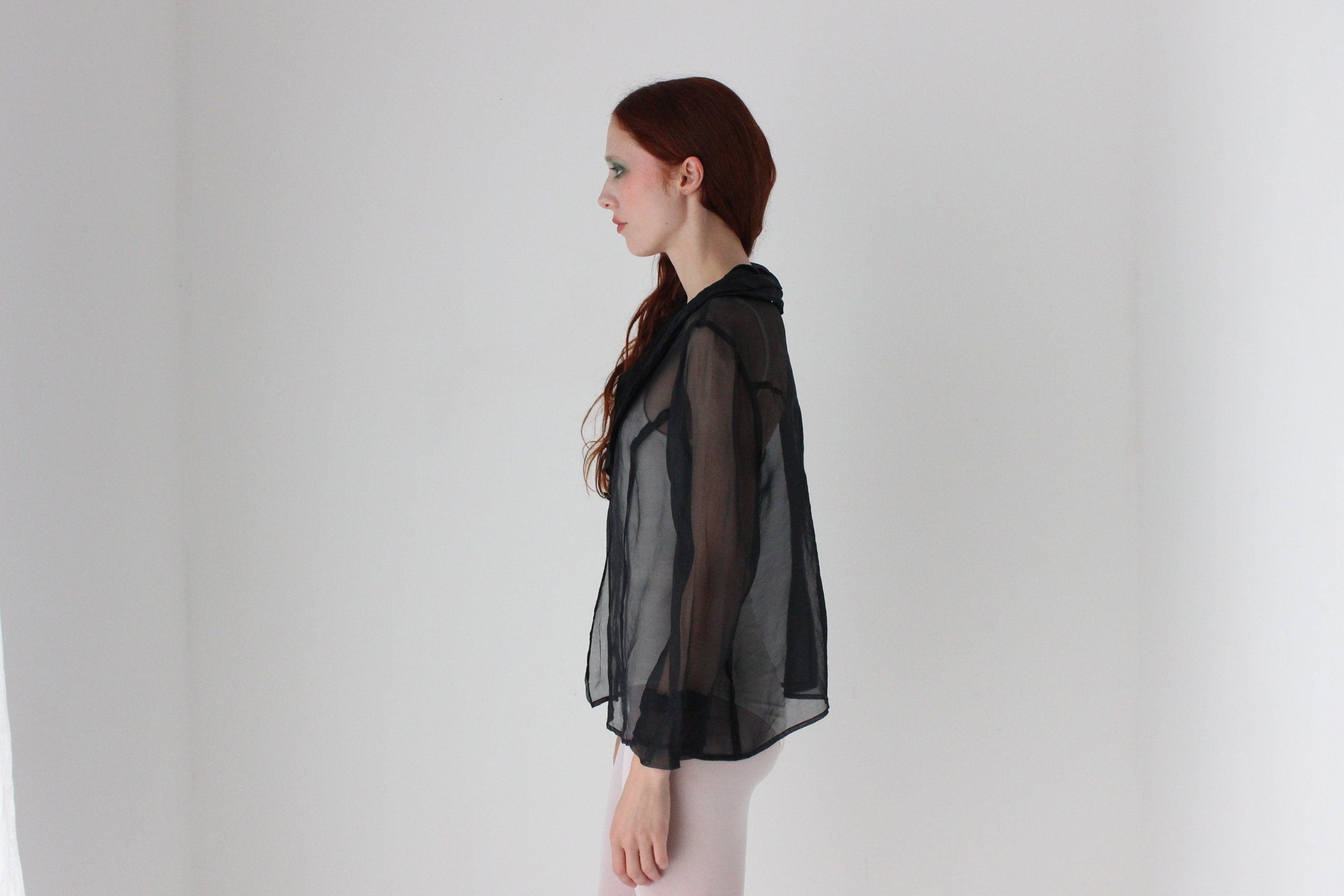 90s Sheer Silk Organza Layering Top / Jacket