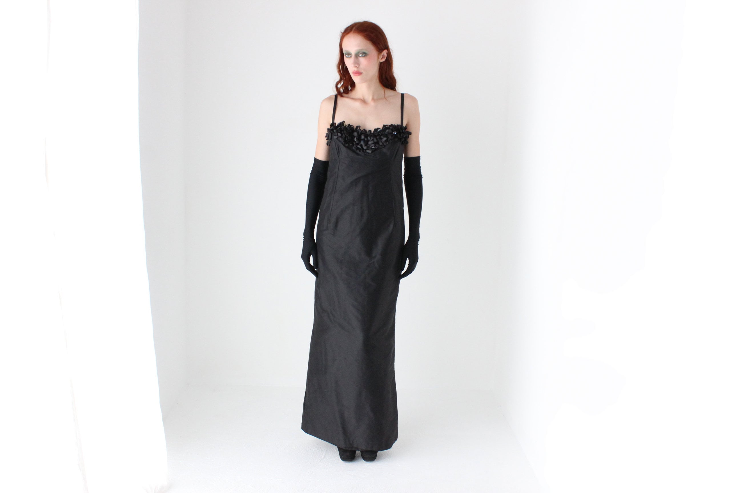 Va Va Voom 80s Raw Silk Sculptural Bustier Hourglass Formal Dress