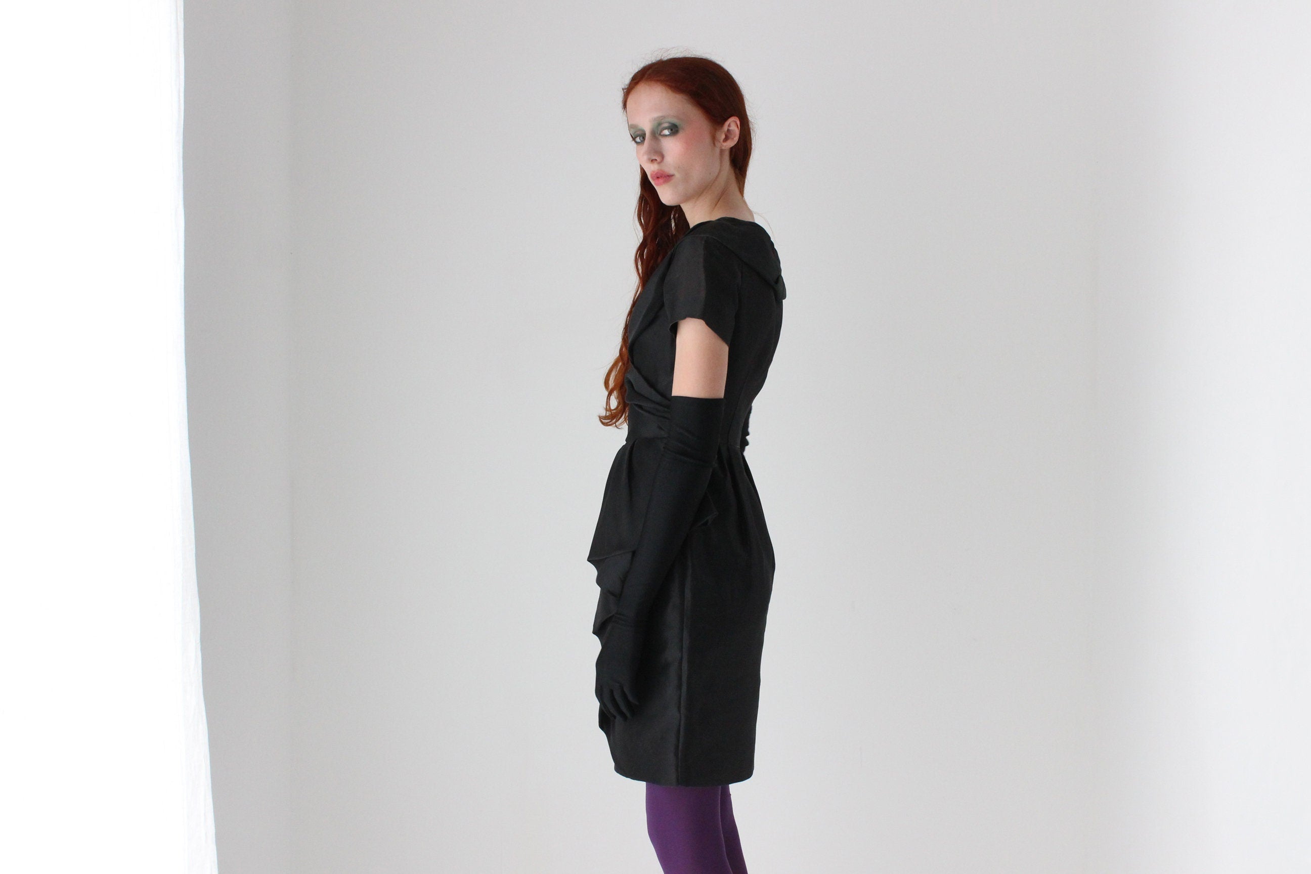 80s MOSCHINO COUTURE Romantic Sculptural Peplum Dress