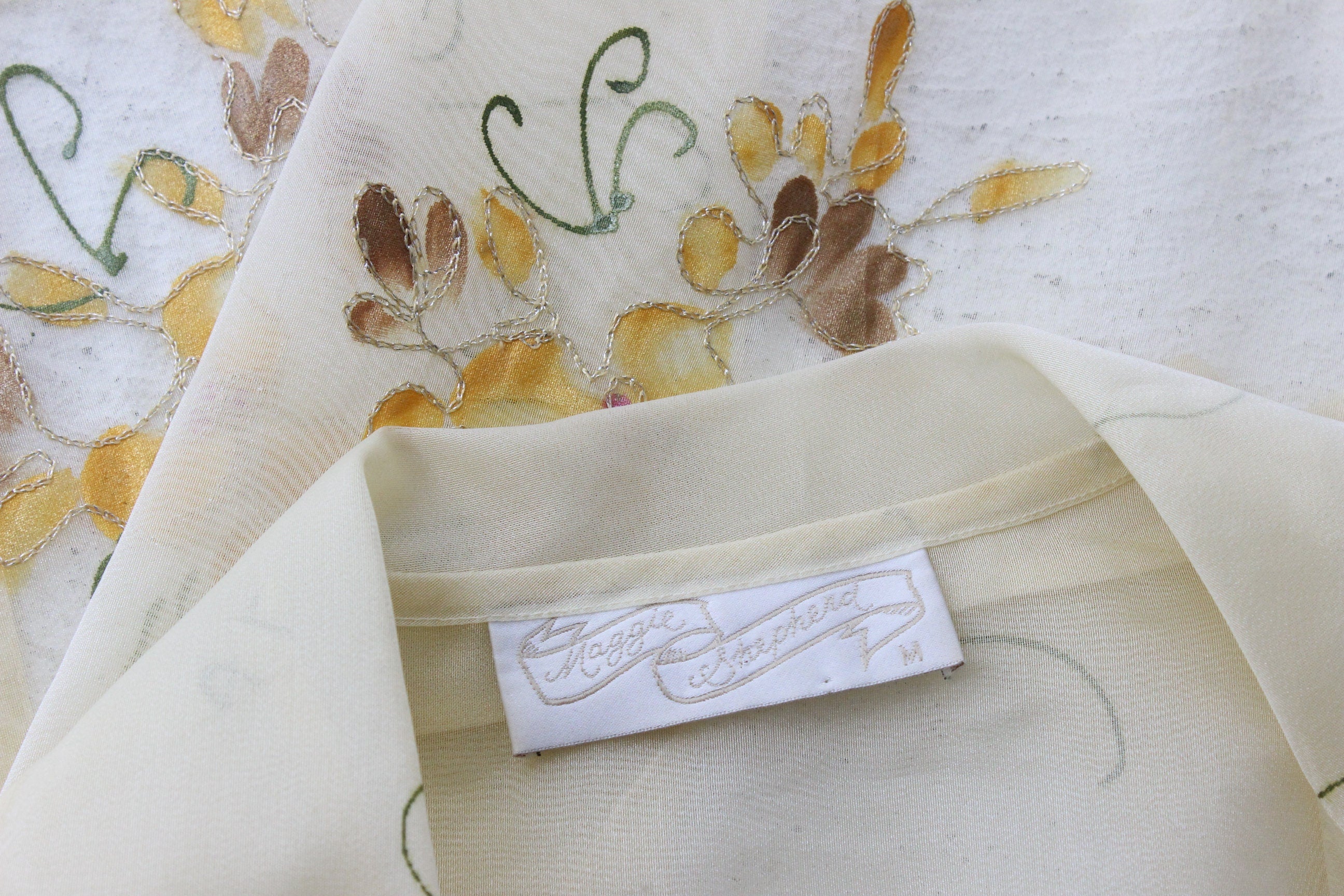 80s Maggie Shepherd Hand Painted Organza Layering Jacket