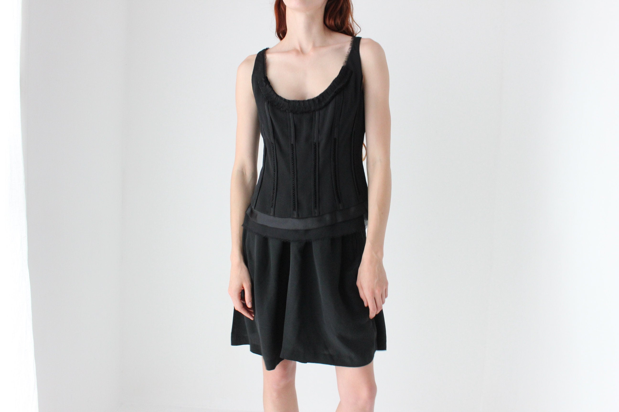 2000s Silk Blend Textural Corset Bustier Top