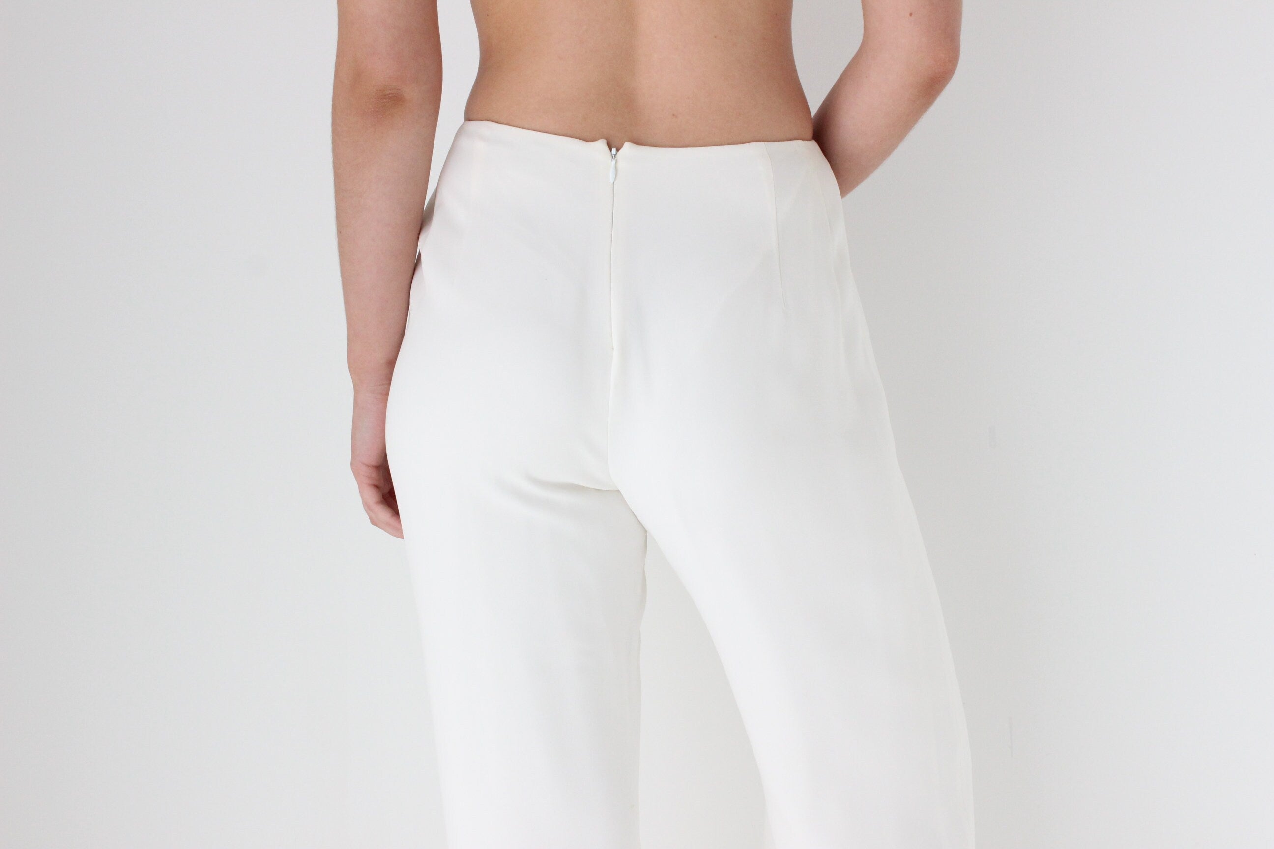 Ralph Lauren Ivory Silk Wide Leg Bridal Pants