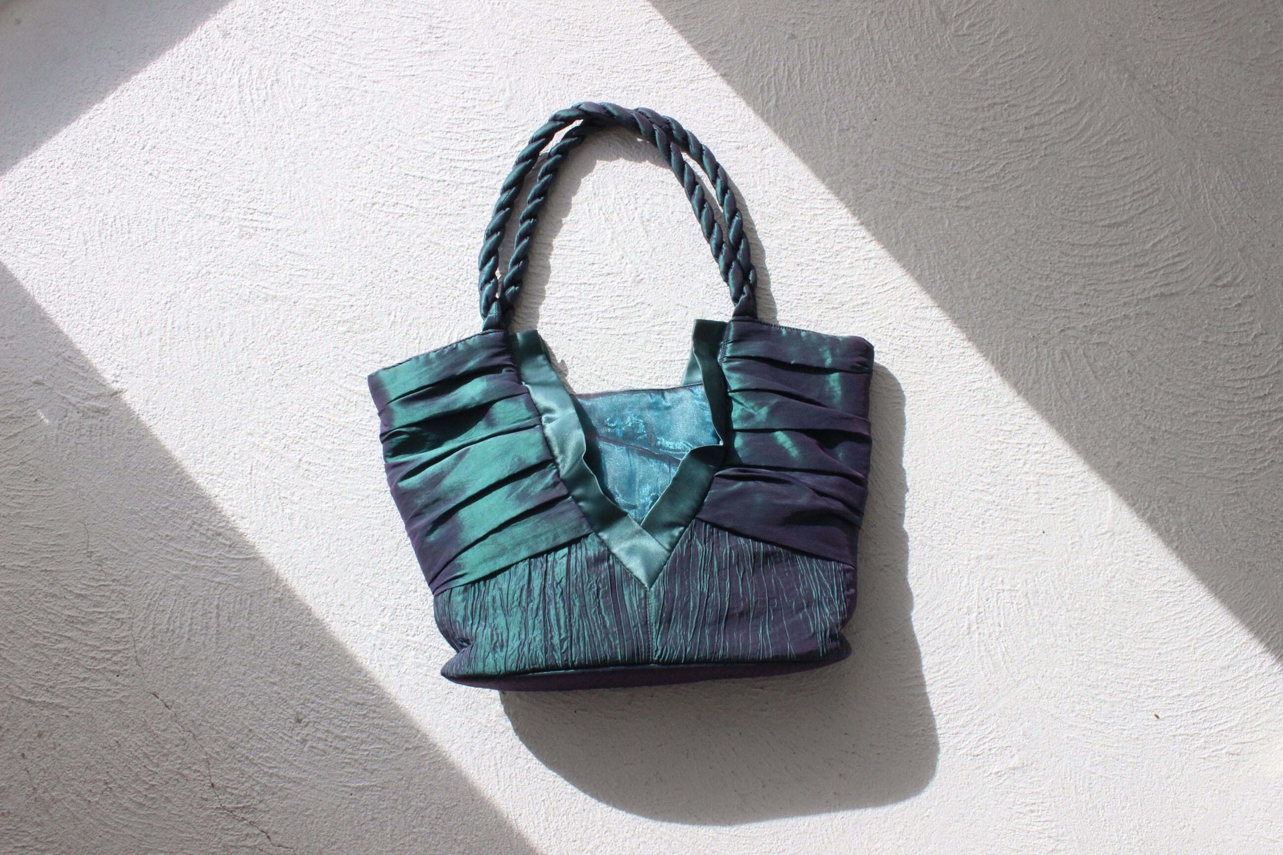 Y2K Holographic Crinkle Plisse Origami Textured Bow Tote