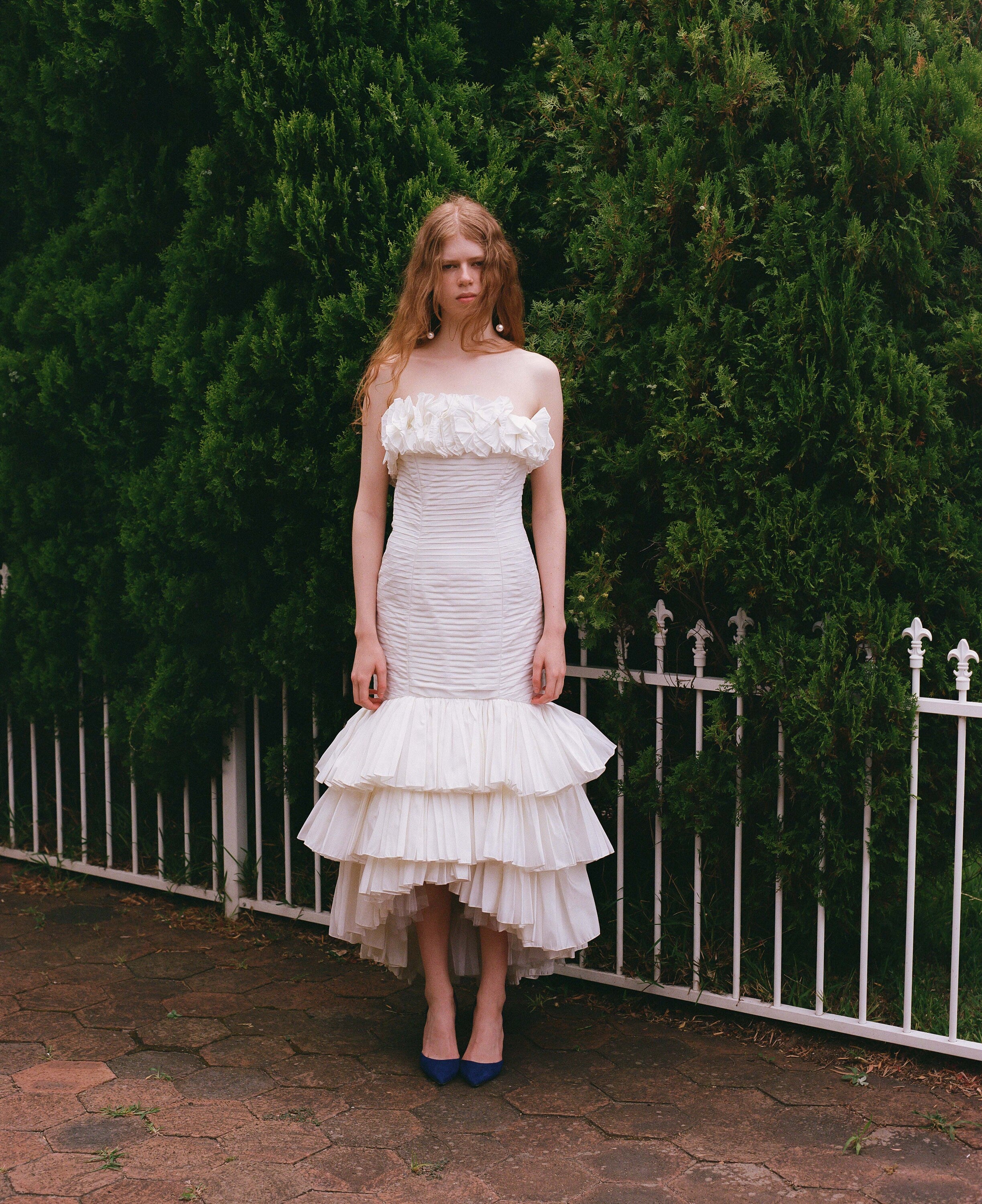 Glorious 1980s Victor Costa Strapless Ruffle Taffeta Wedding Dress