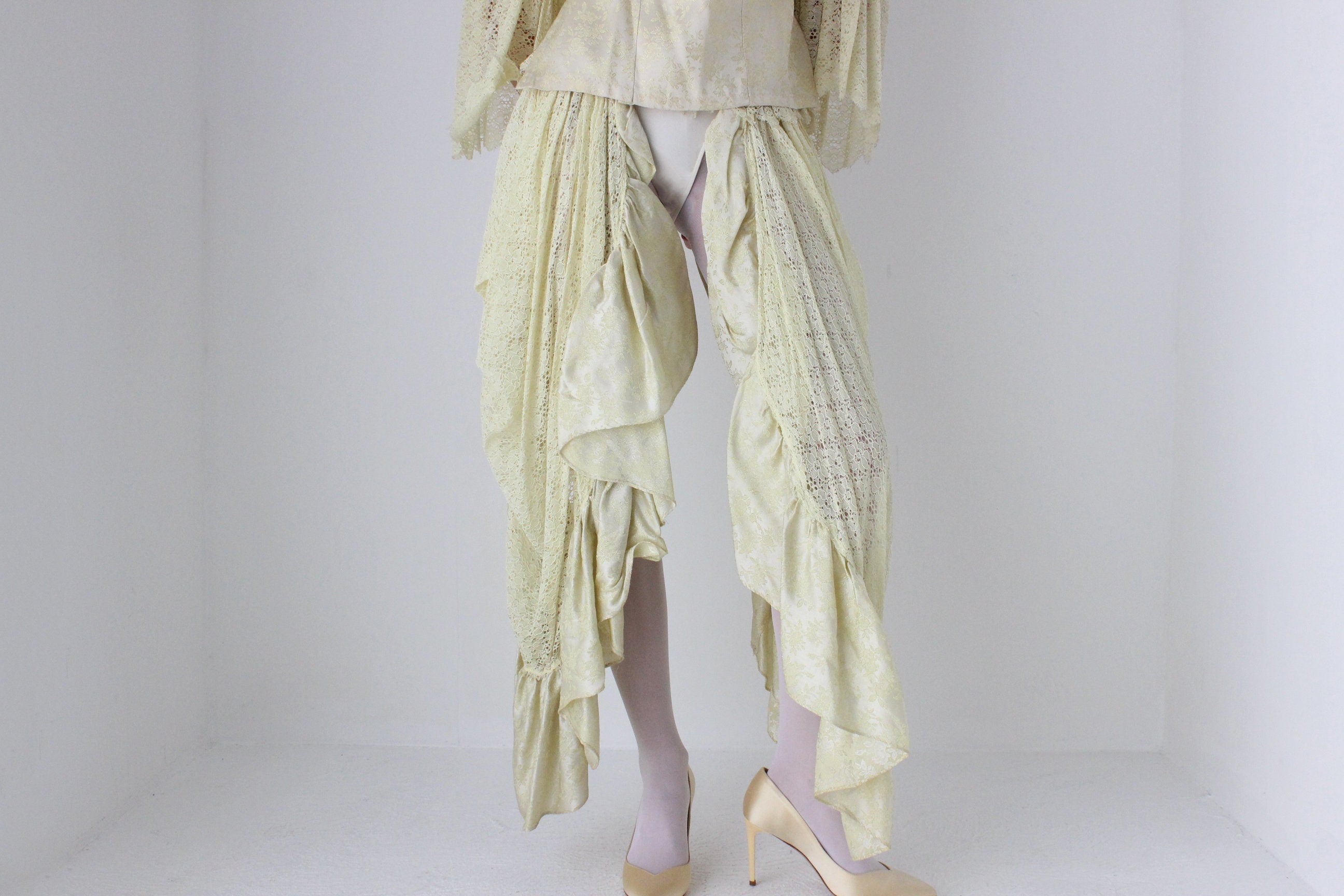 Bespoke Handmade Jacquard Lace Harlequin Collar Top & 'Pants' Set