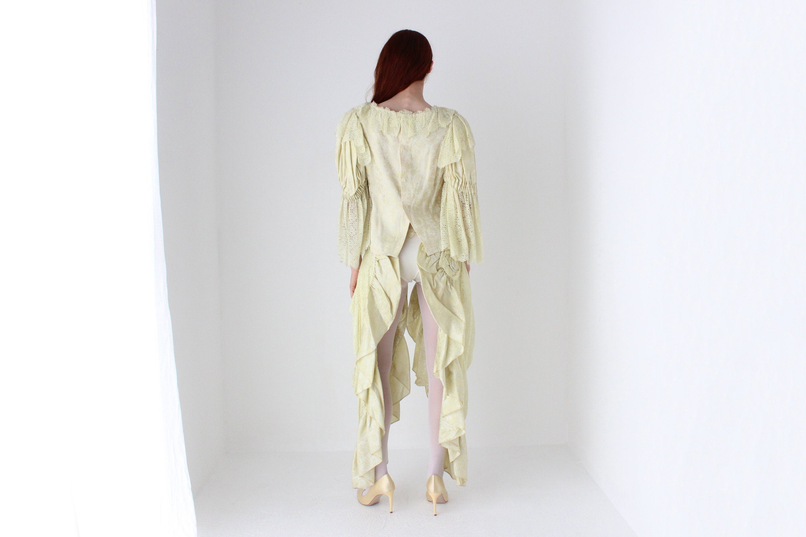 Bespoke Handmade Jacquard Lace Harlequin Collar Top & 'Pants' Set