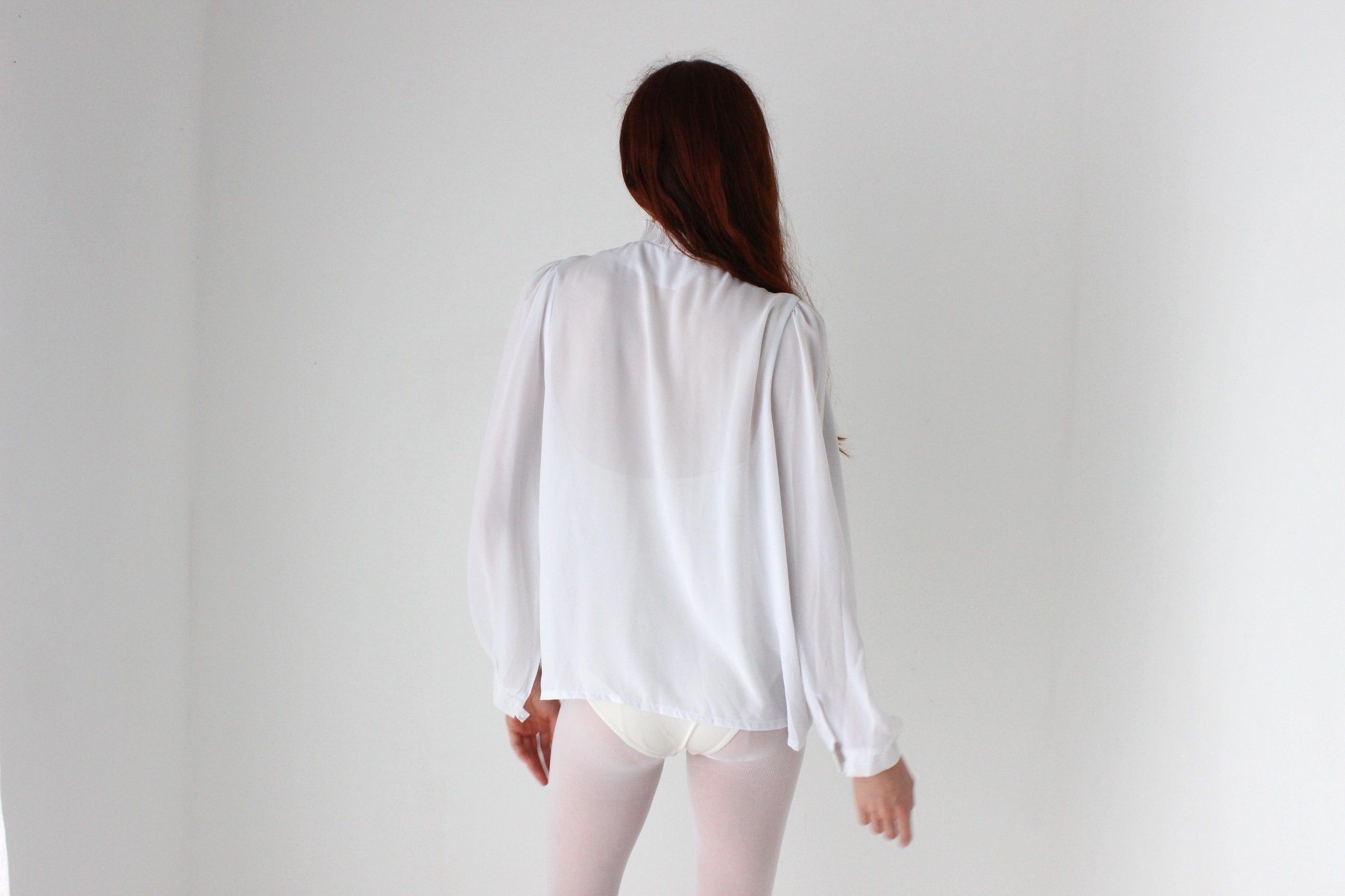 80s Edwardian Ruffle Collar Blouse