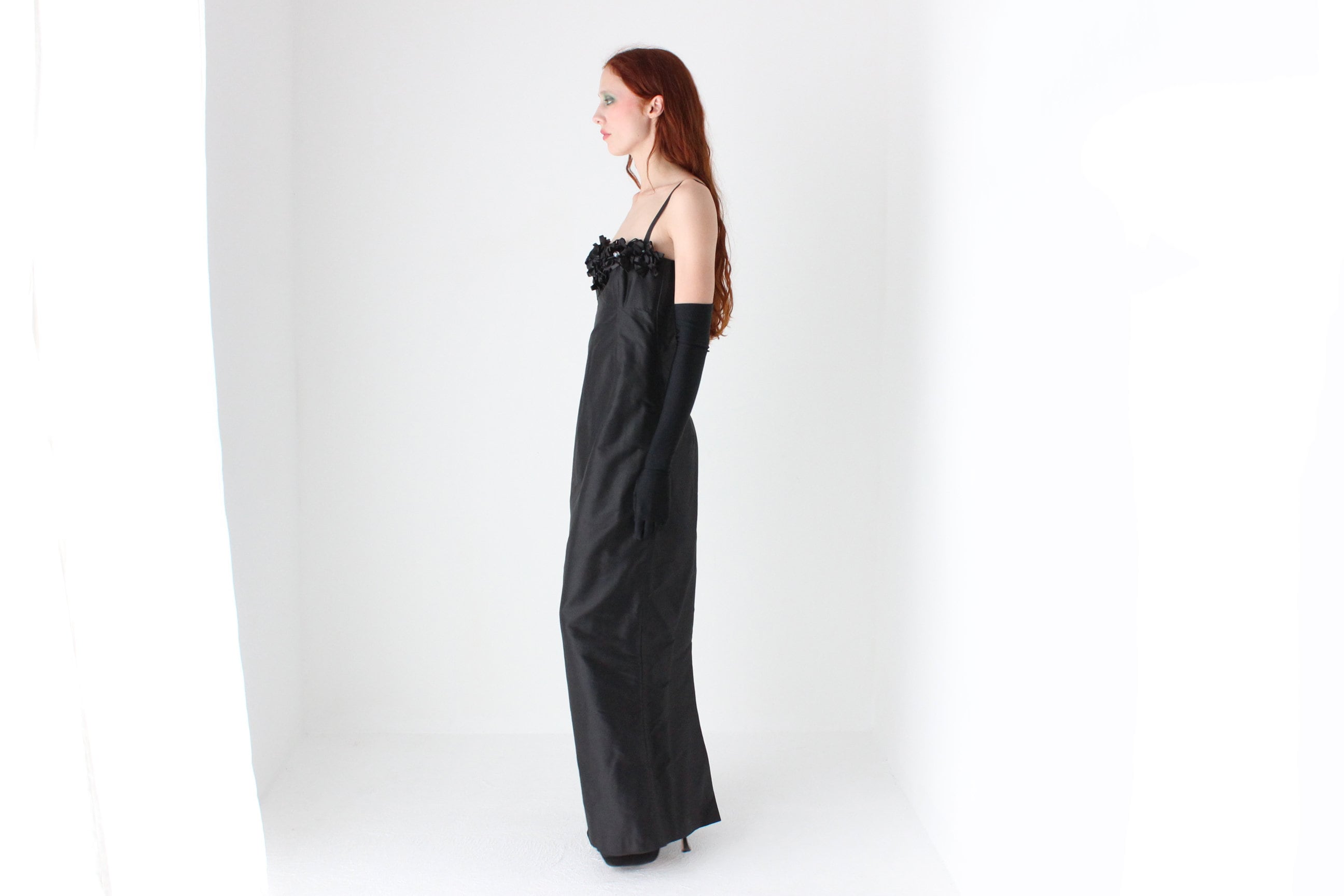 Va Va Voom 80s Raw Silk Sculptural Bustier Hourglass Formal Dress