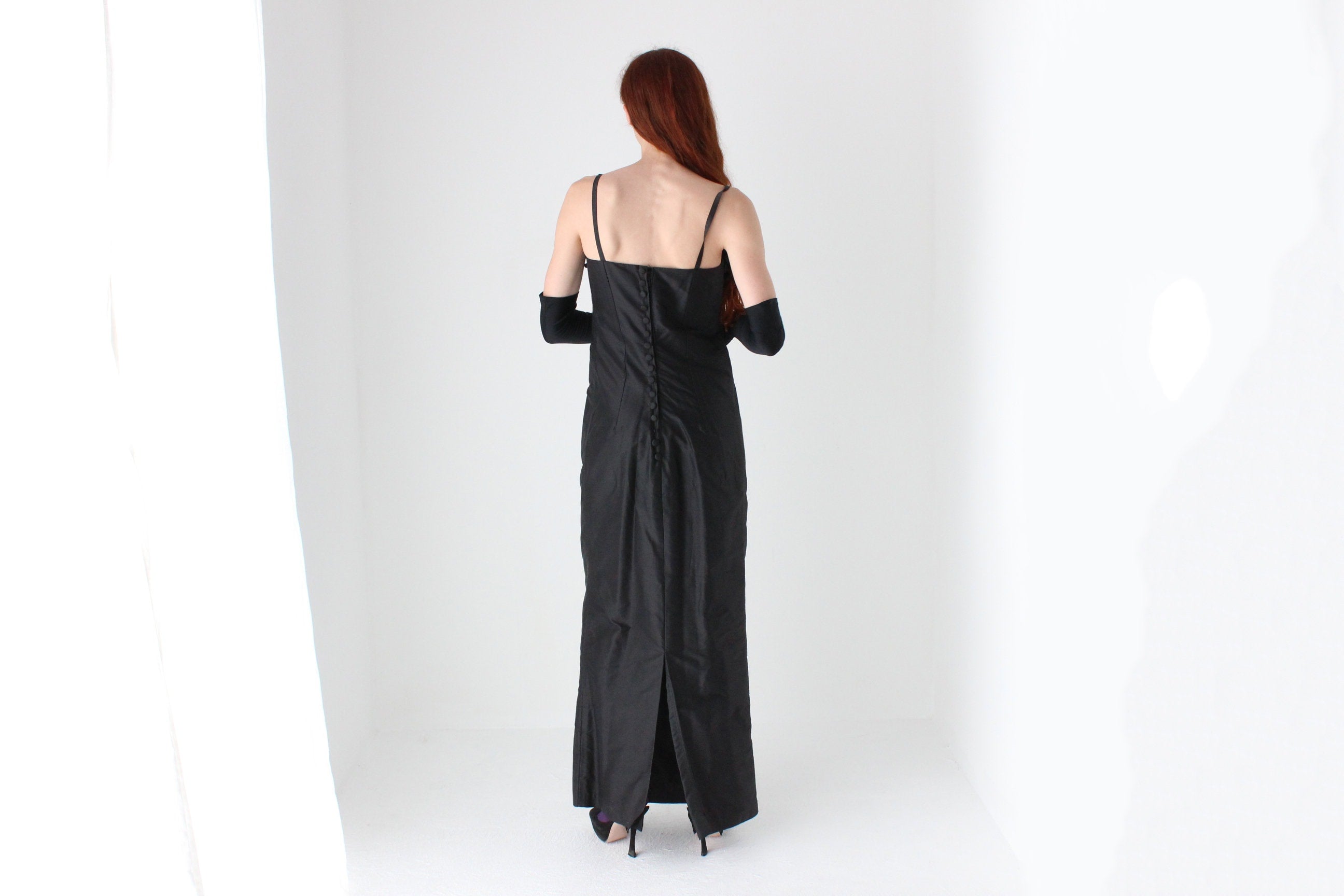 Va Va Voom 80s Raw Silk Sculptural Bustier Hourglass Formal Dress