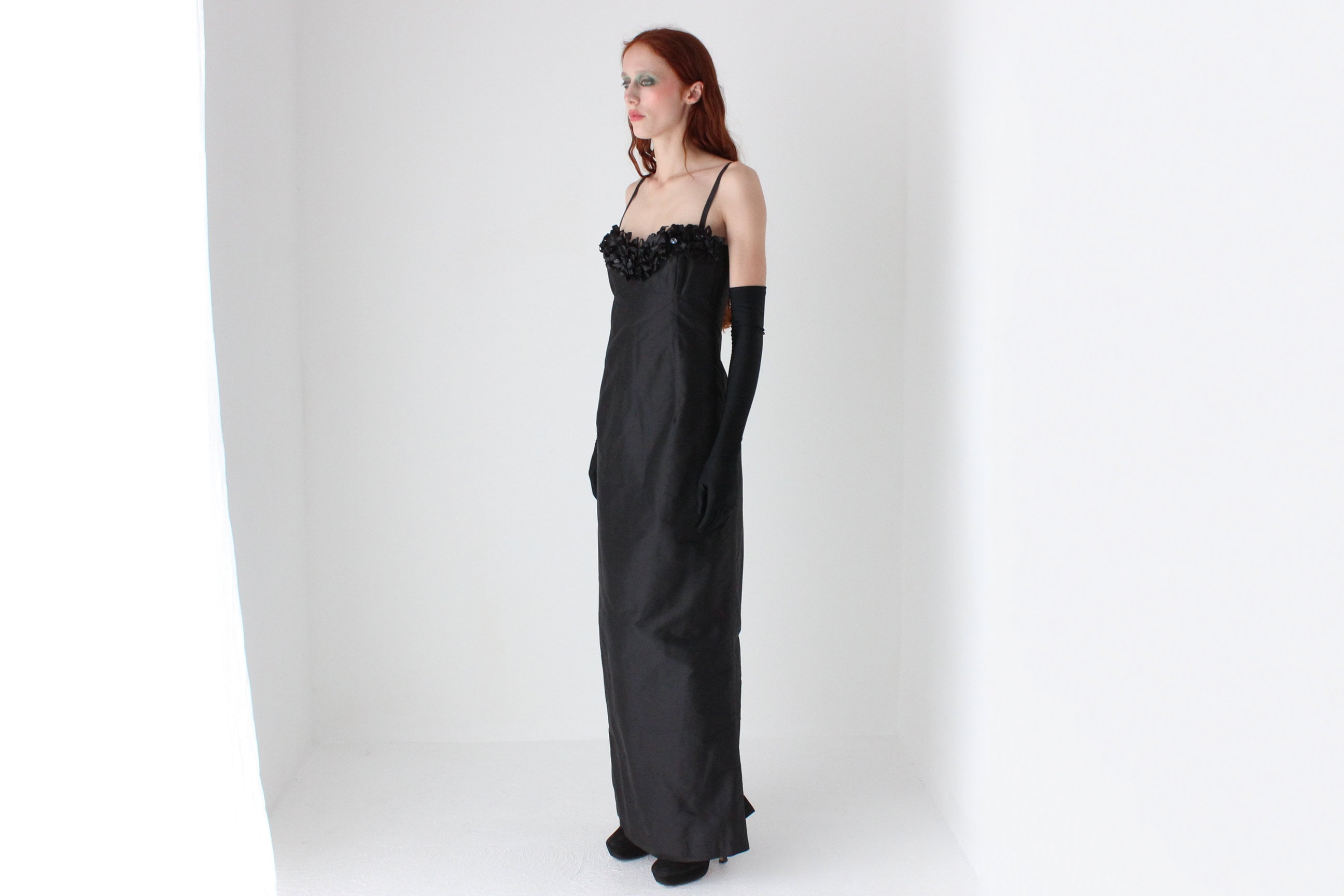 Va Va Voom 80s Raw Silk Sculptural Bustier Hourglass Formal Dress