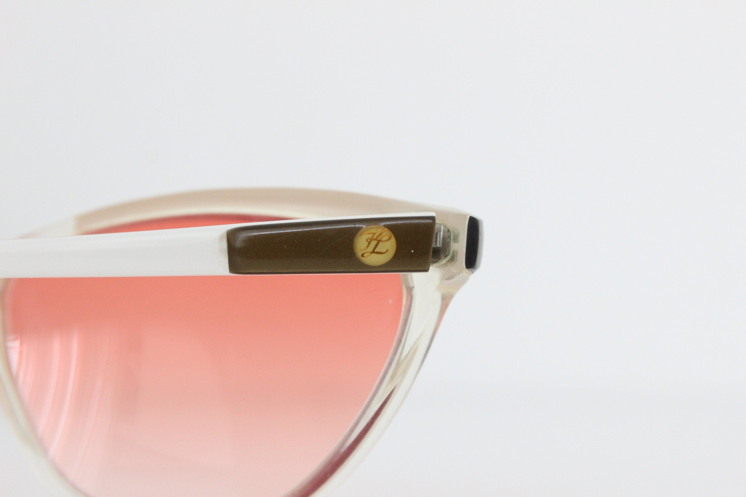 1980s Karl Lagerfeld Paris Striped Cat Eye Sunglasses