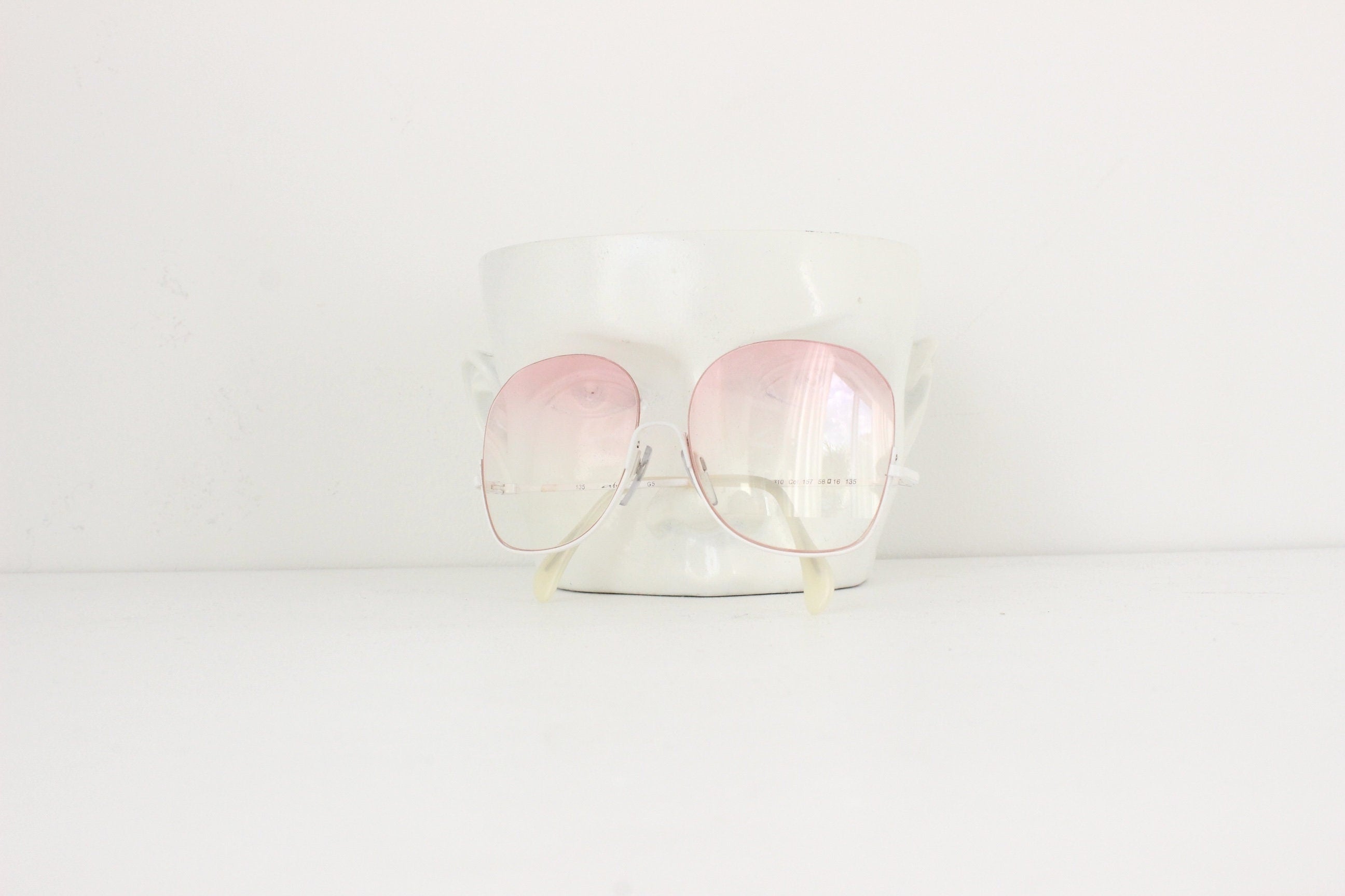1970s European Pink Lens Half-Frame Sunglasses