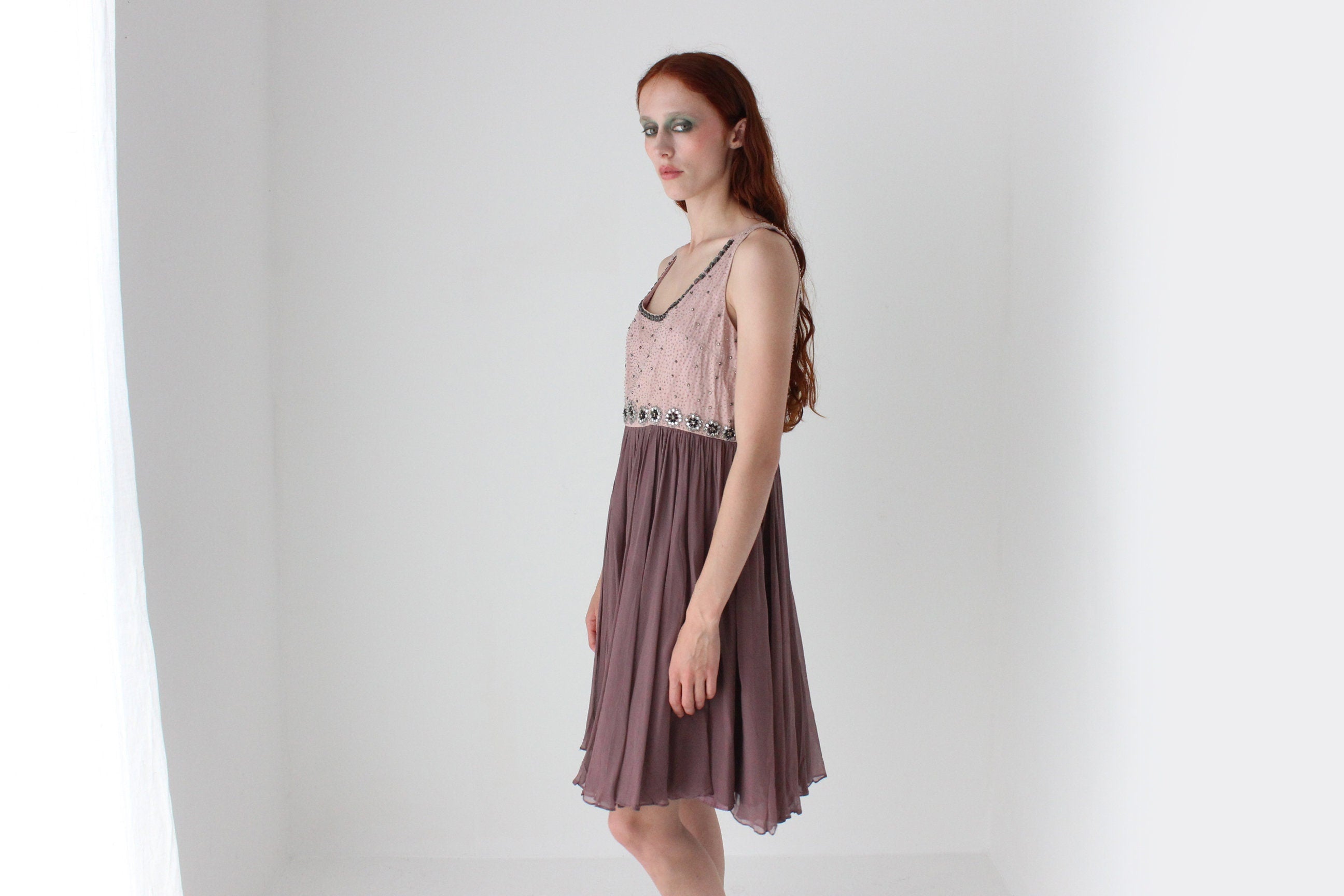 2000s Alannah Hill Silk Beaded Babydoll Dress
