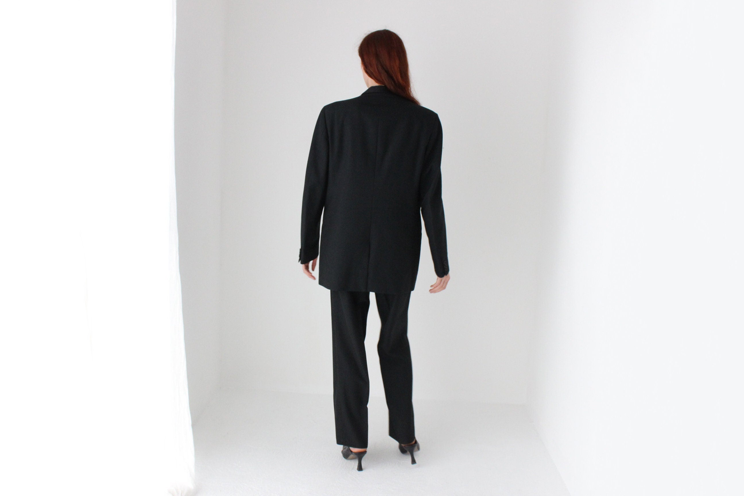 80s Wool Blend Androgynous Tuxedo Suit