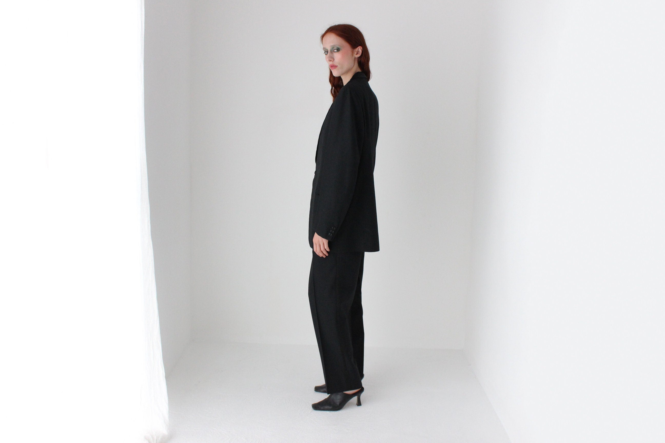 80s Wool Blend Androgynous Tuxedo Suit