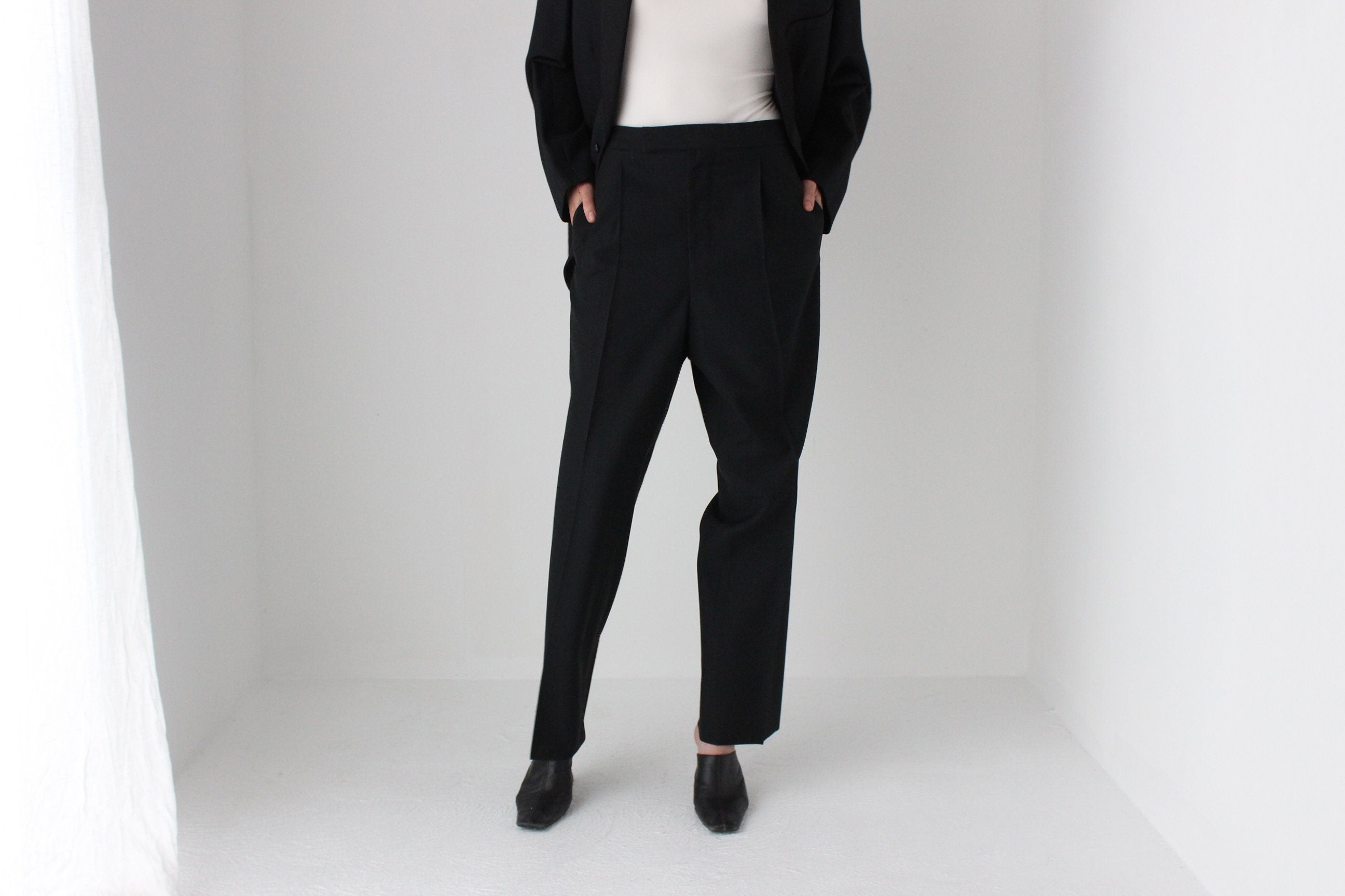 80s Wool Blend Androgynous Tuxedo Suit