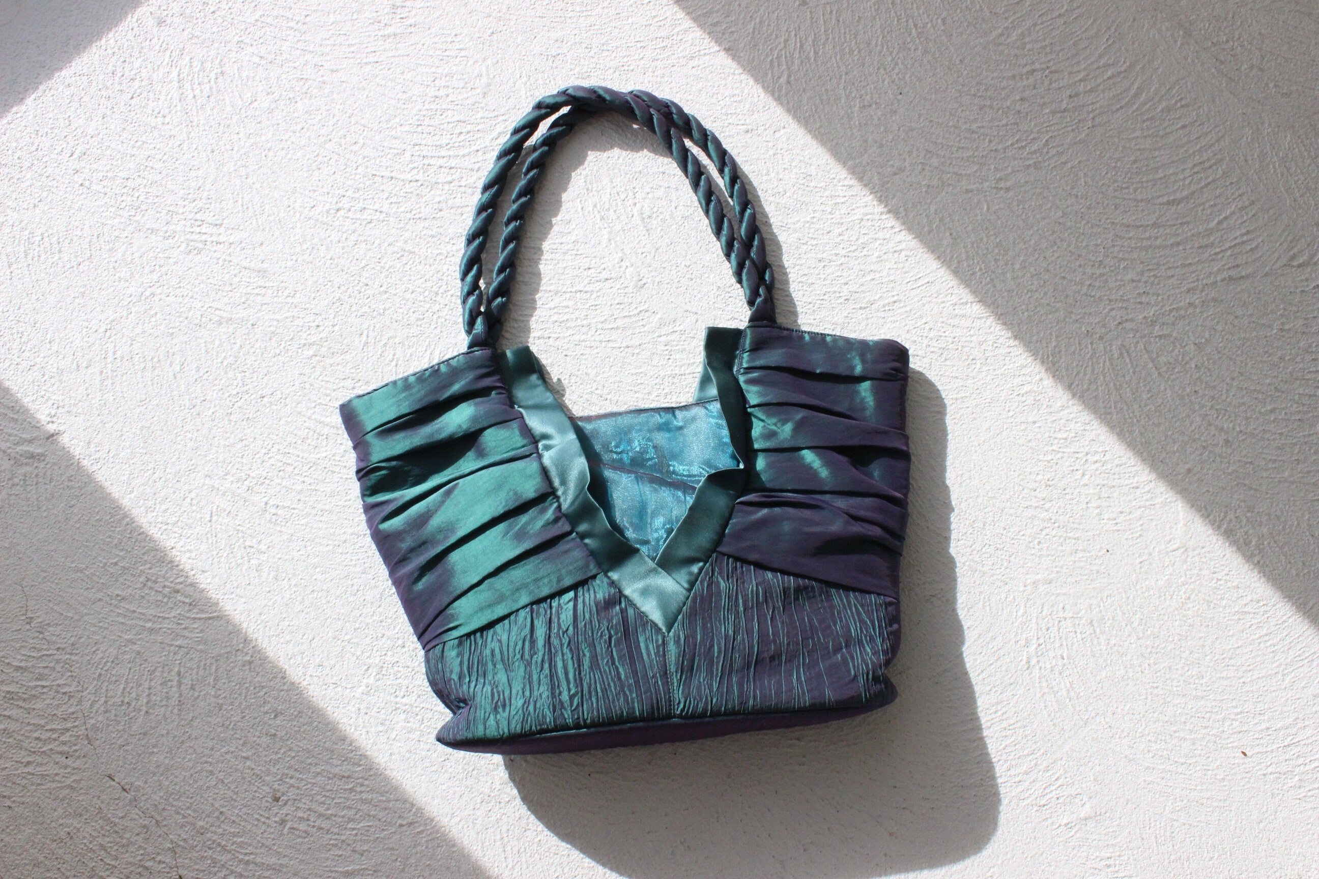 Y2K Holographic Crinkle Plisse Origami Textured Bow Tote