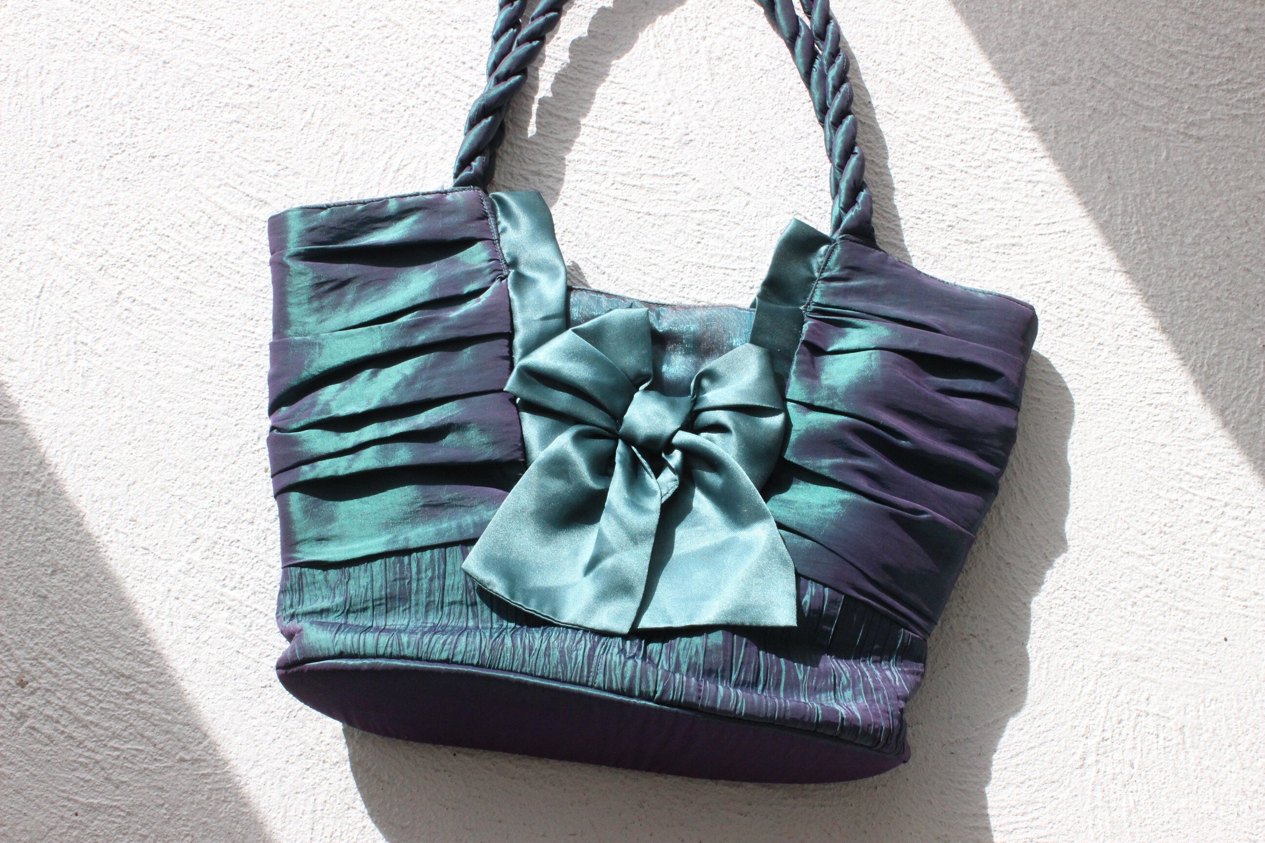 Y2K Holographic Crinkle Plisse Origami Textured Bow Tote