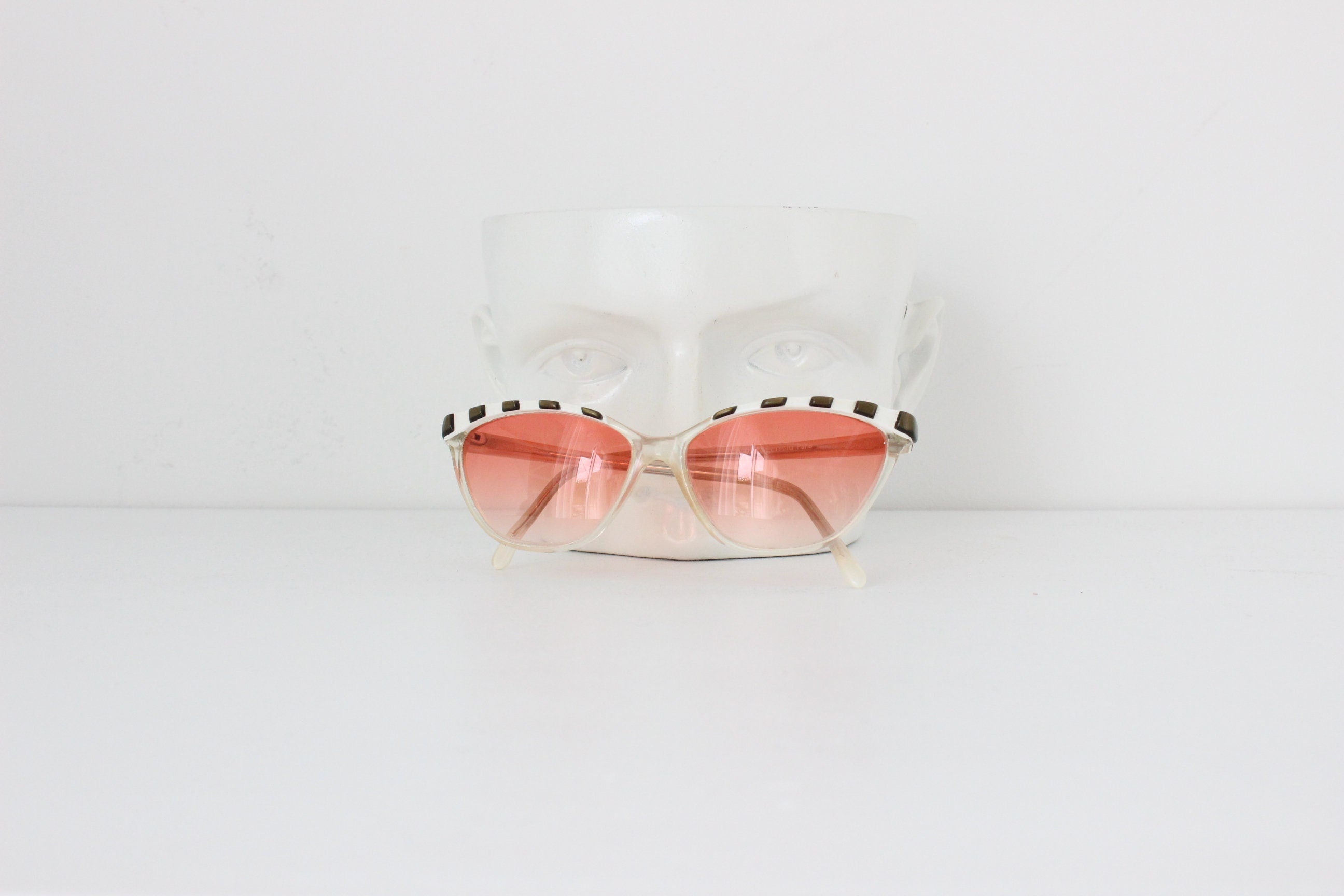 1980s Karl Lagerfeld Paris Striped Cat Eye Sunglasses