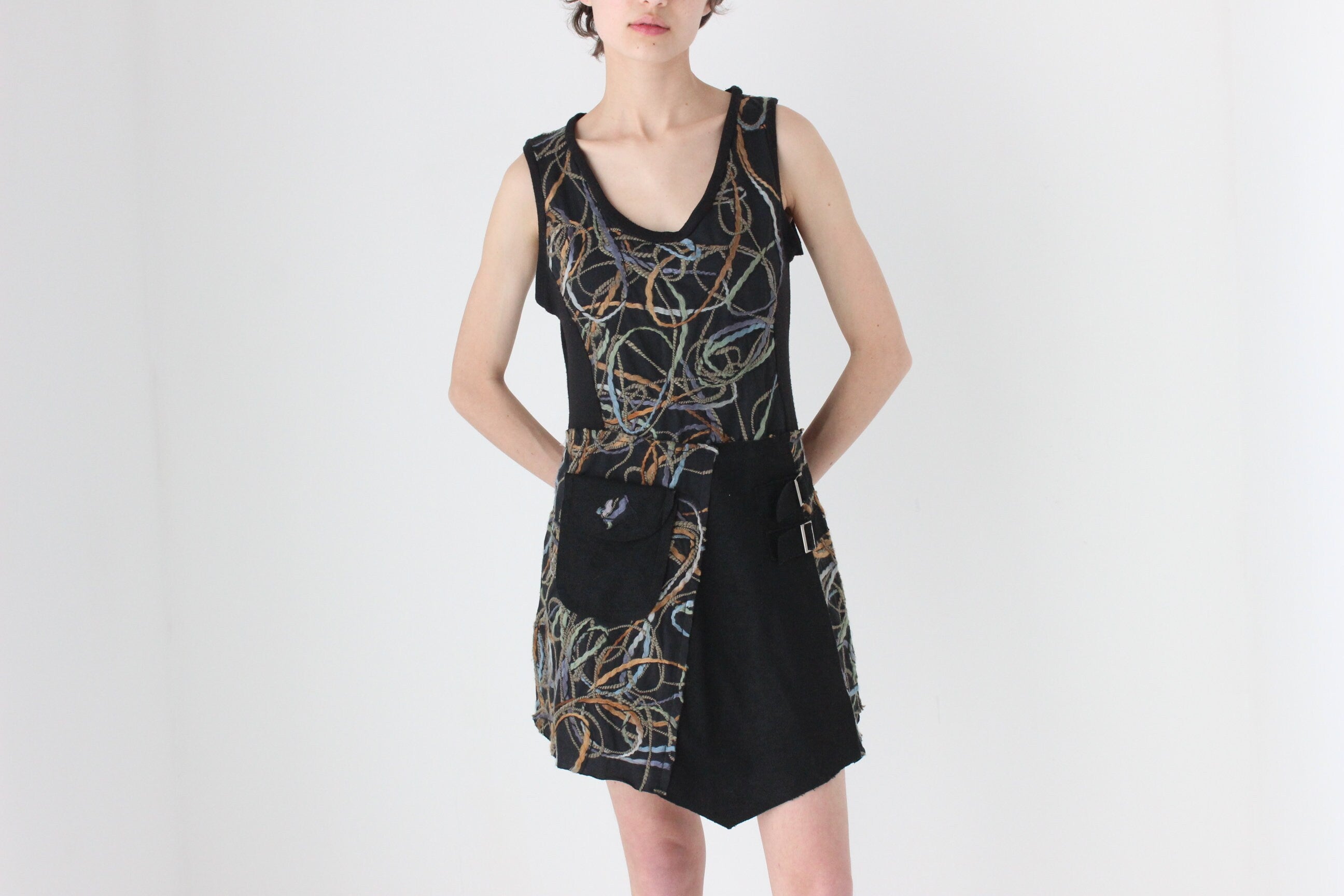 Y2K Unusual Woven 3D Yarn Knit Mini Dress