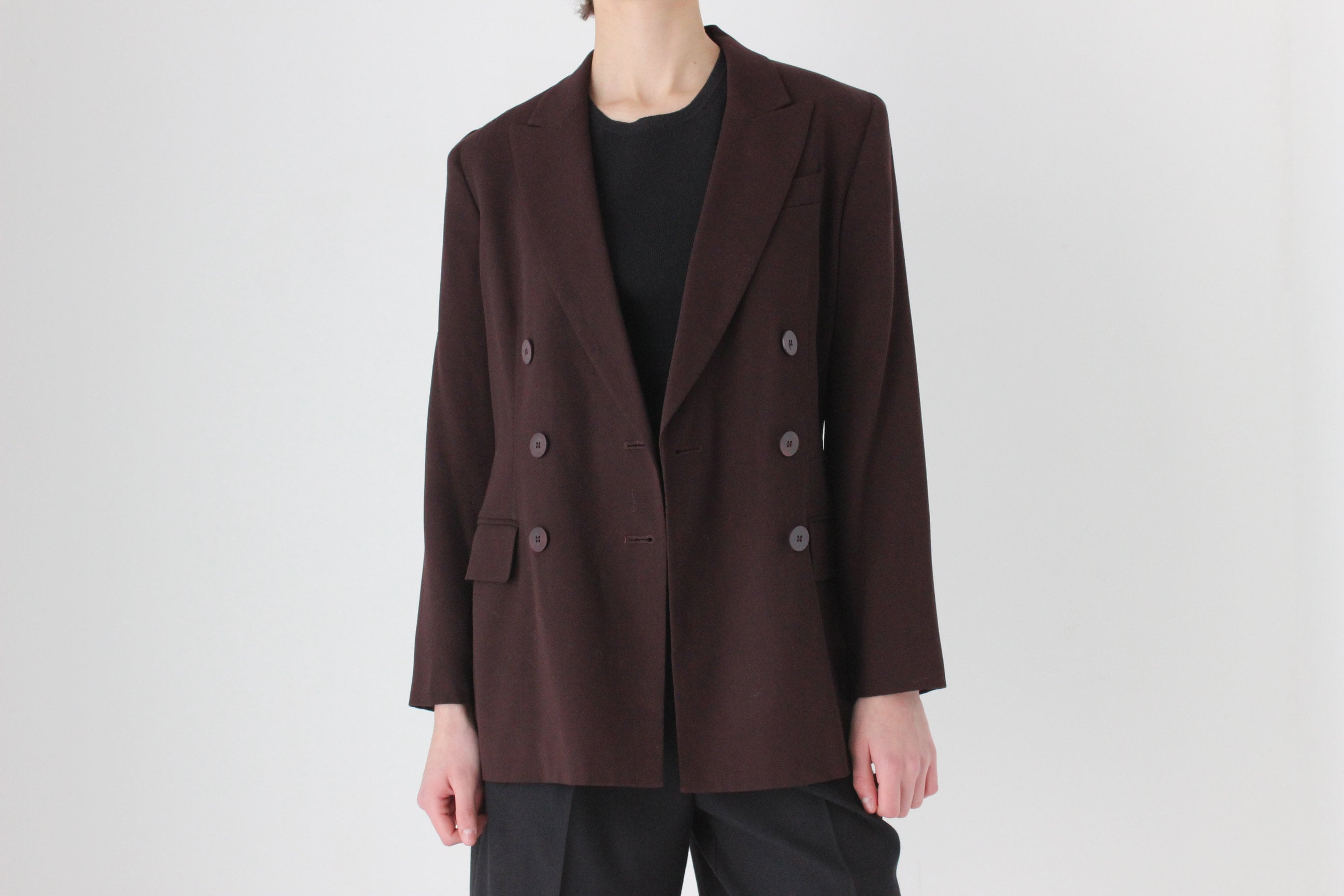 90s Chocolate Pure Wool Tailored Suit Blazer