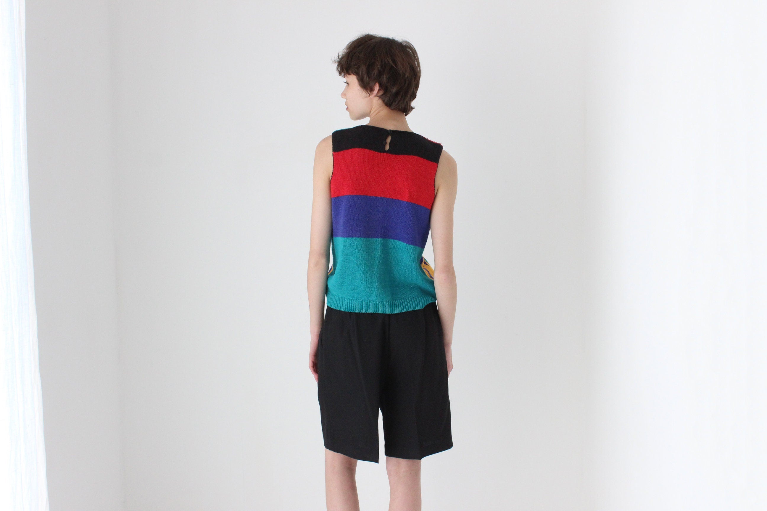 Wild 80s Multi Colour Abstract Knit Tank