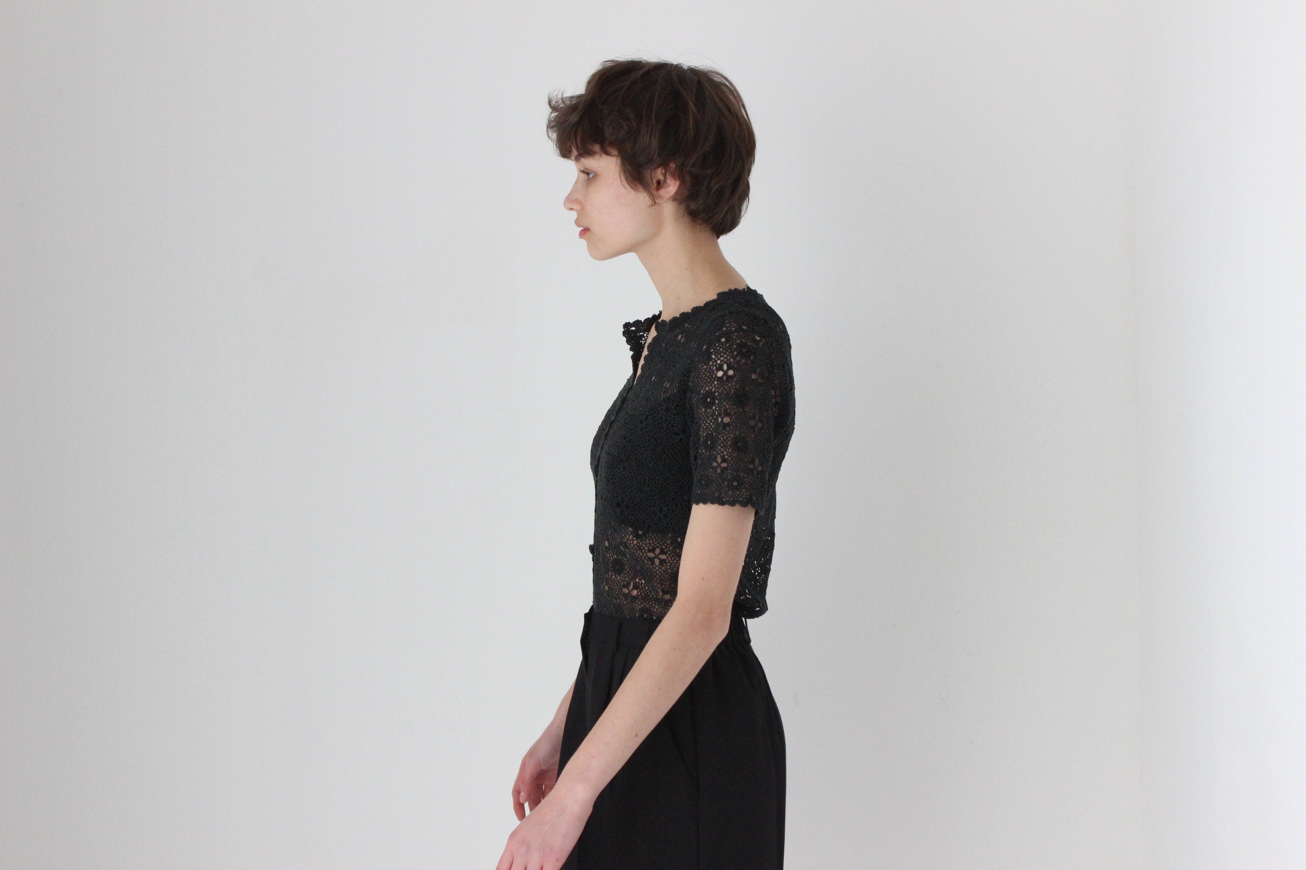 70s Cotton Crochet Doily Top