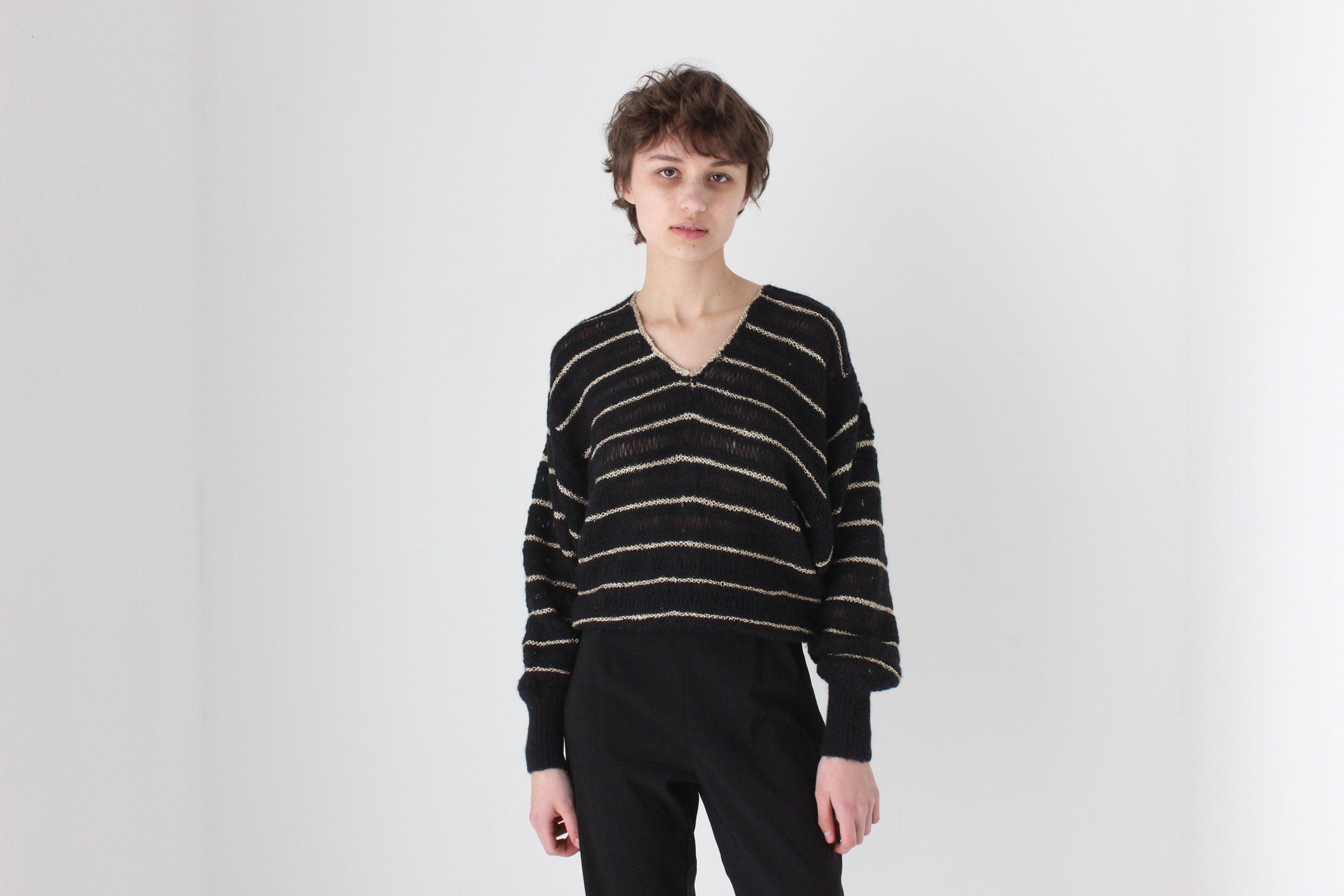 70s Wool & Lurex Batwing Disco Sweater