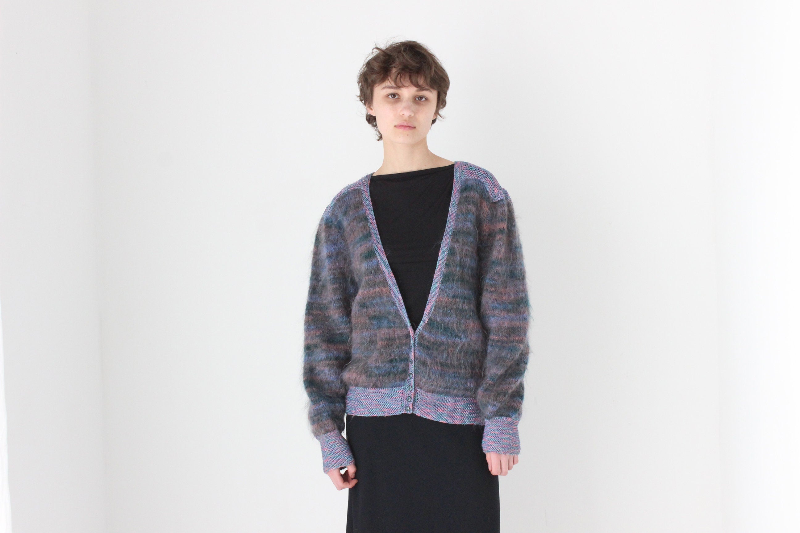 80s Reversible Mohair & Wool Cardigan or Backless Sweater
