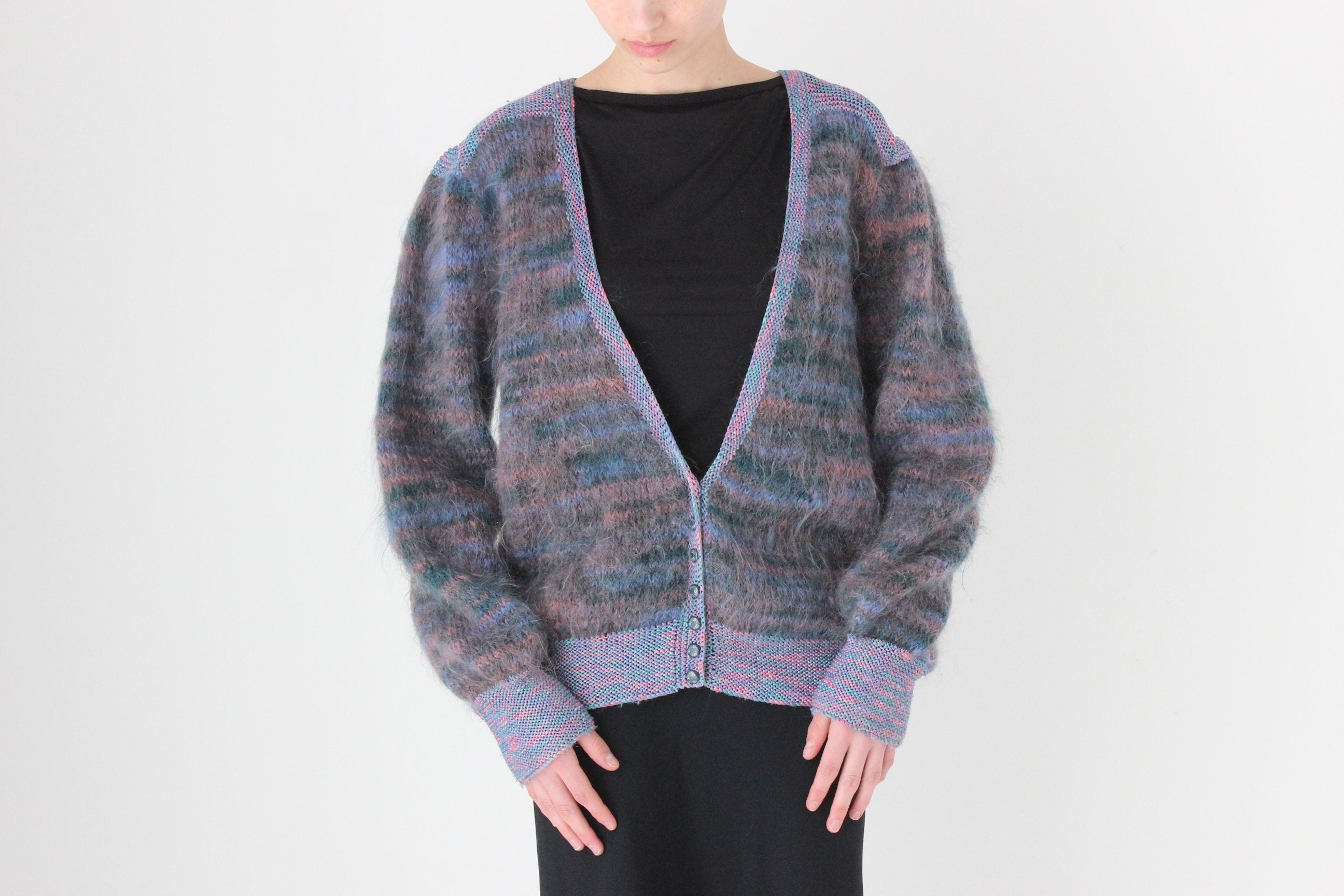 80s Reversible Mohair & Wool Cardigan or Backless Sweater