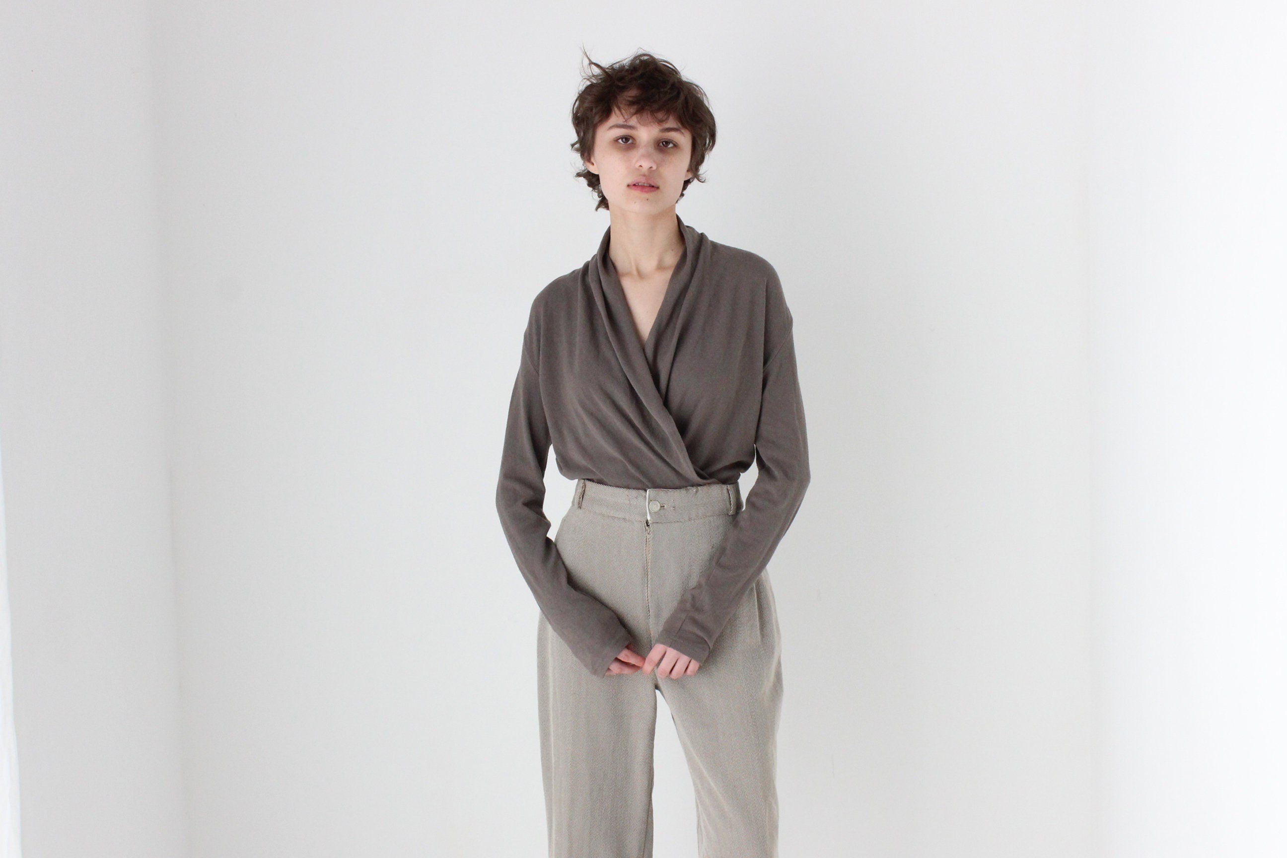 2000s Plunge / Wrap Knit Top