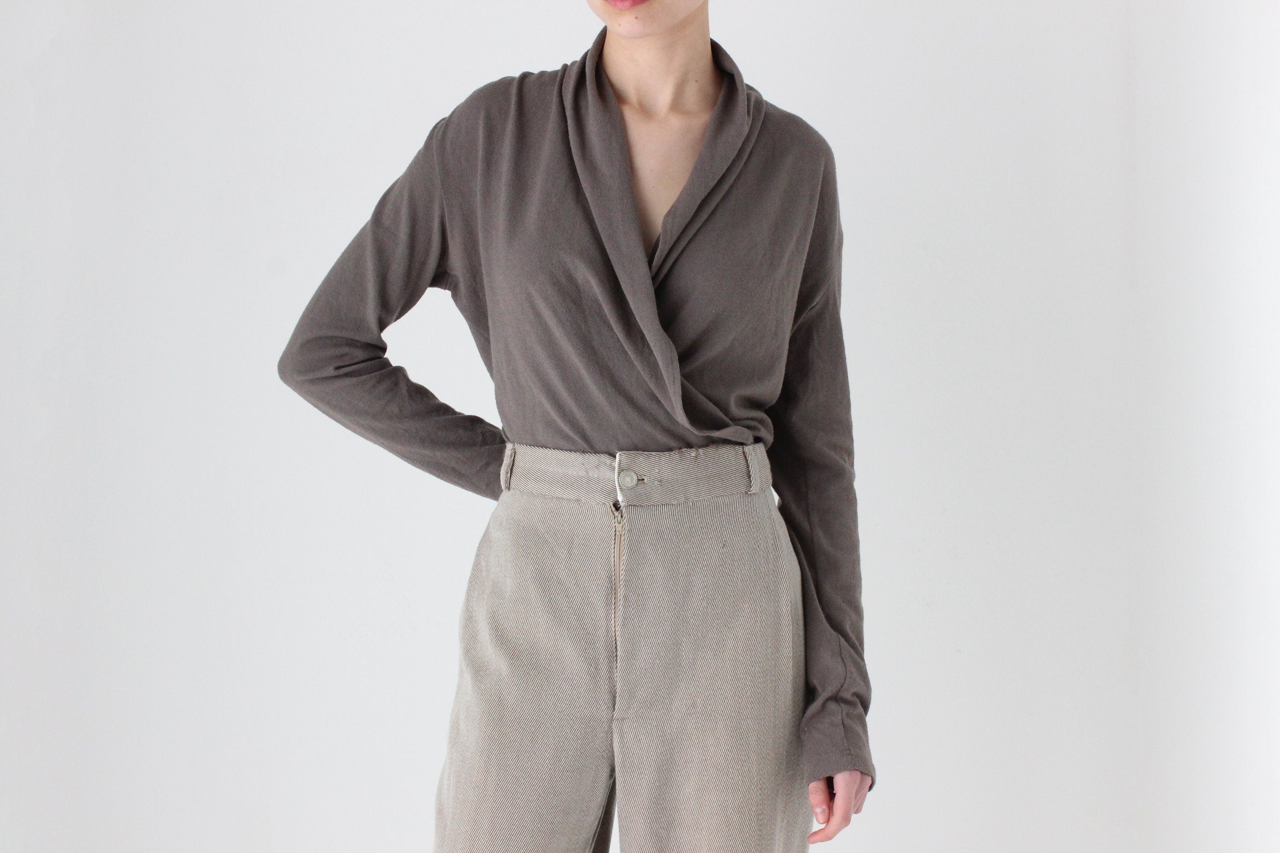 2000s Plunge / Wrap Knit Top