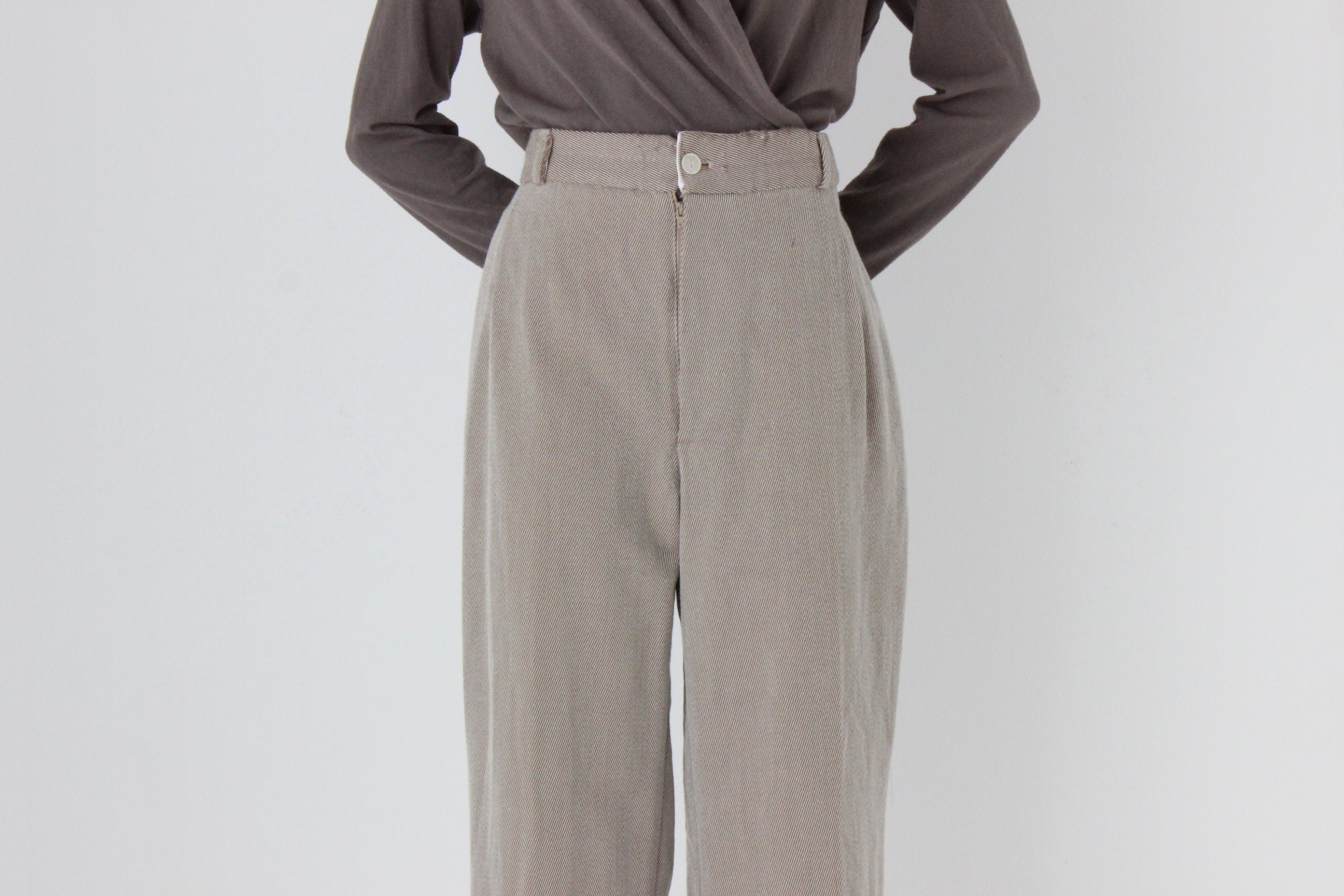80s Country Road Neutral Wool Trousers
