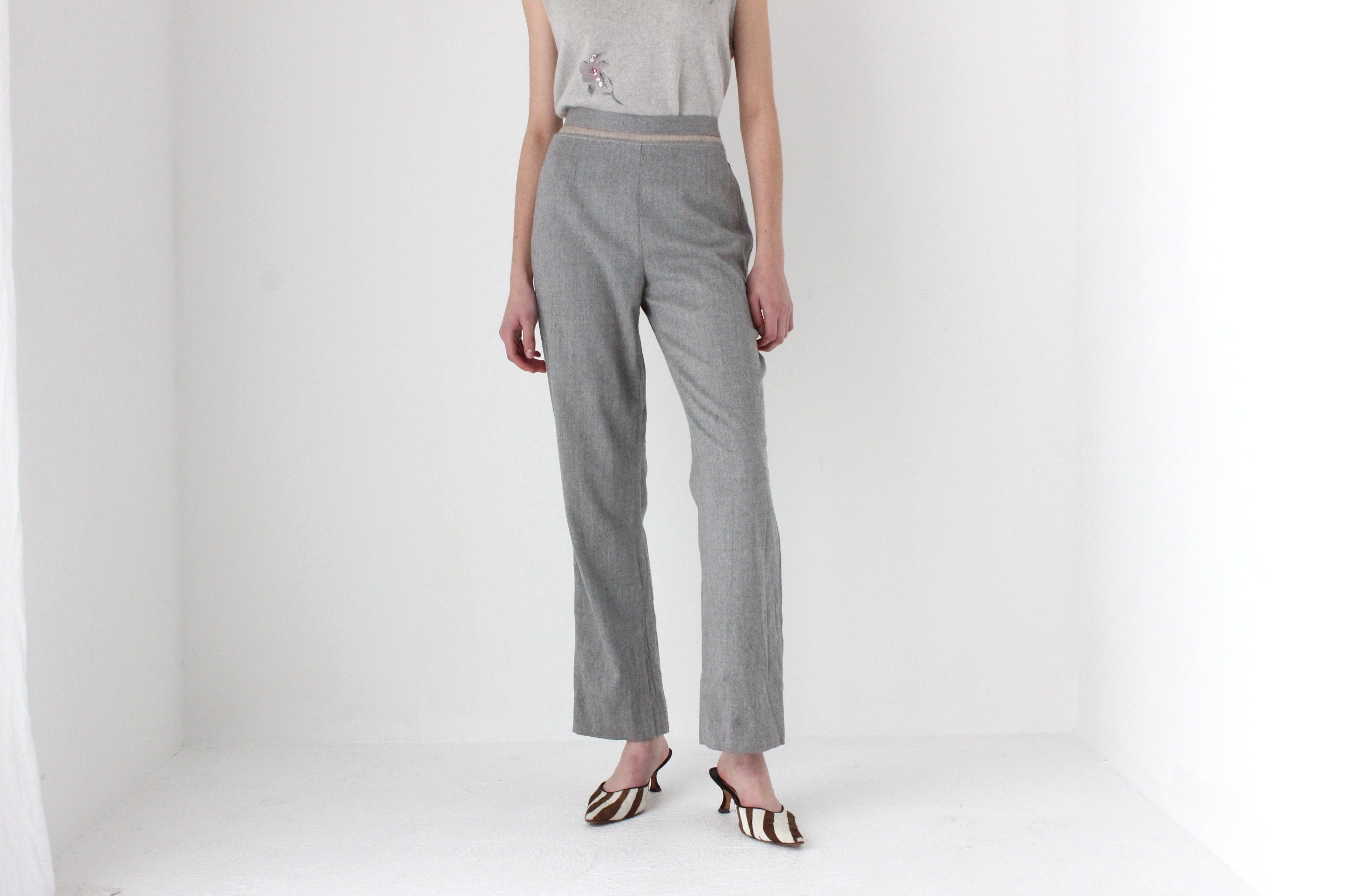 90s Moschino Grey Virgin Wool Trousers