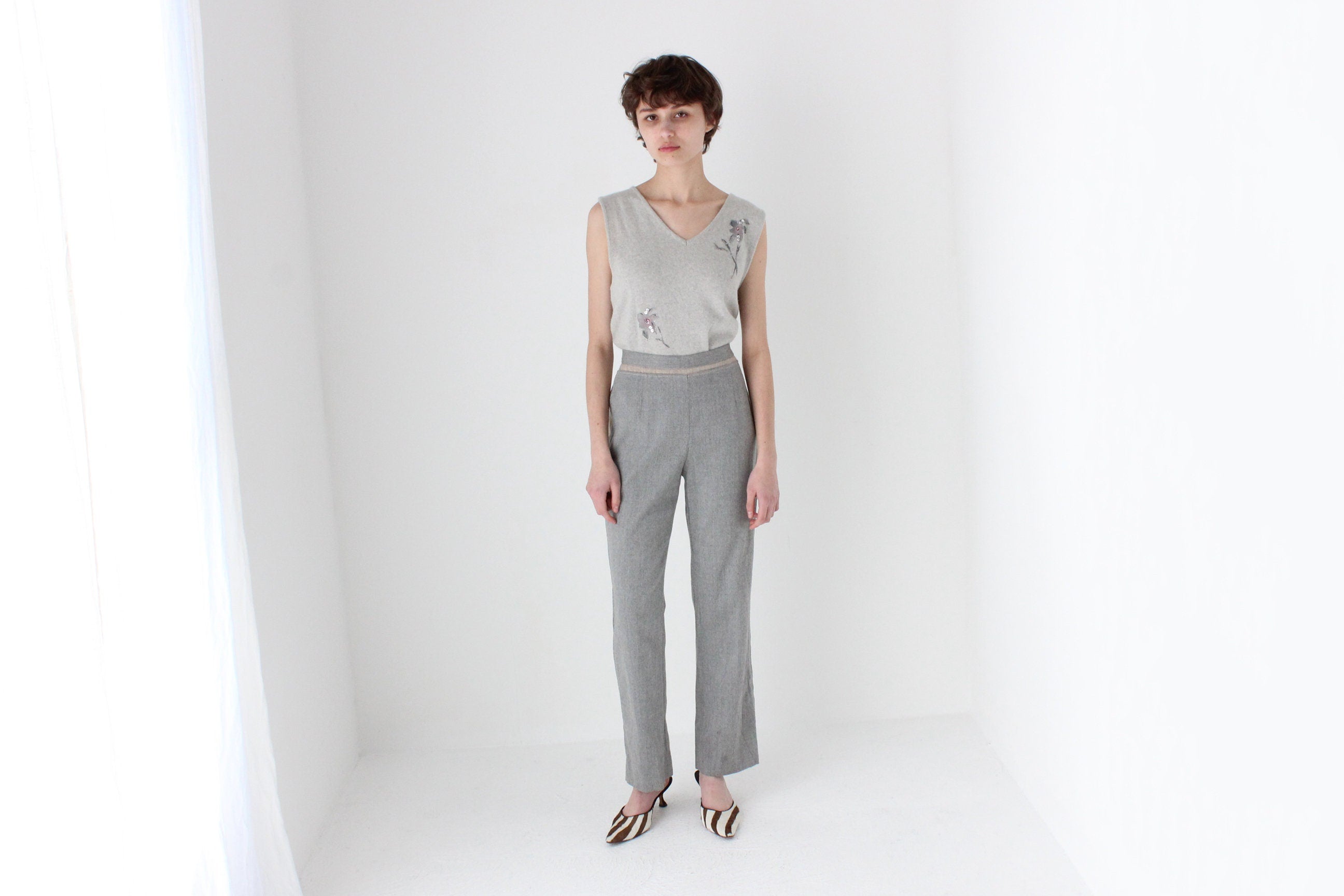 90s Moschino Grey Virgin Wool Trousers