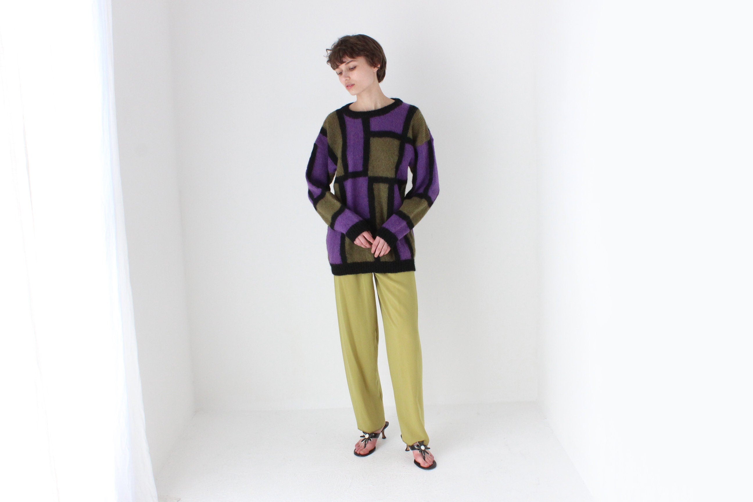 80s Relaxed Chartreuse Trousers